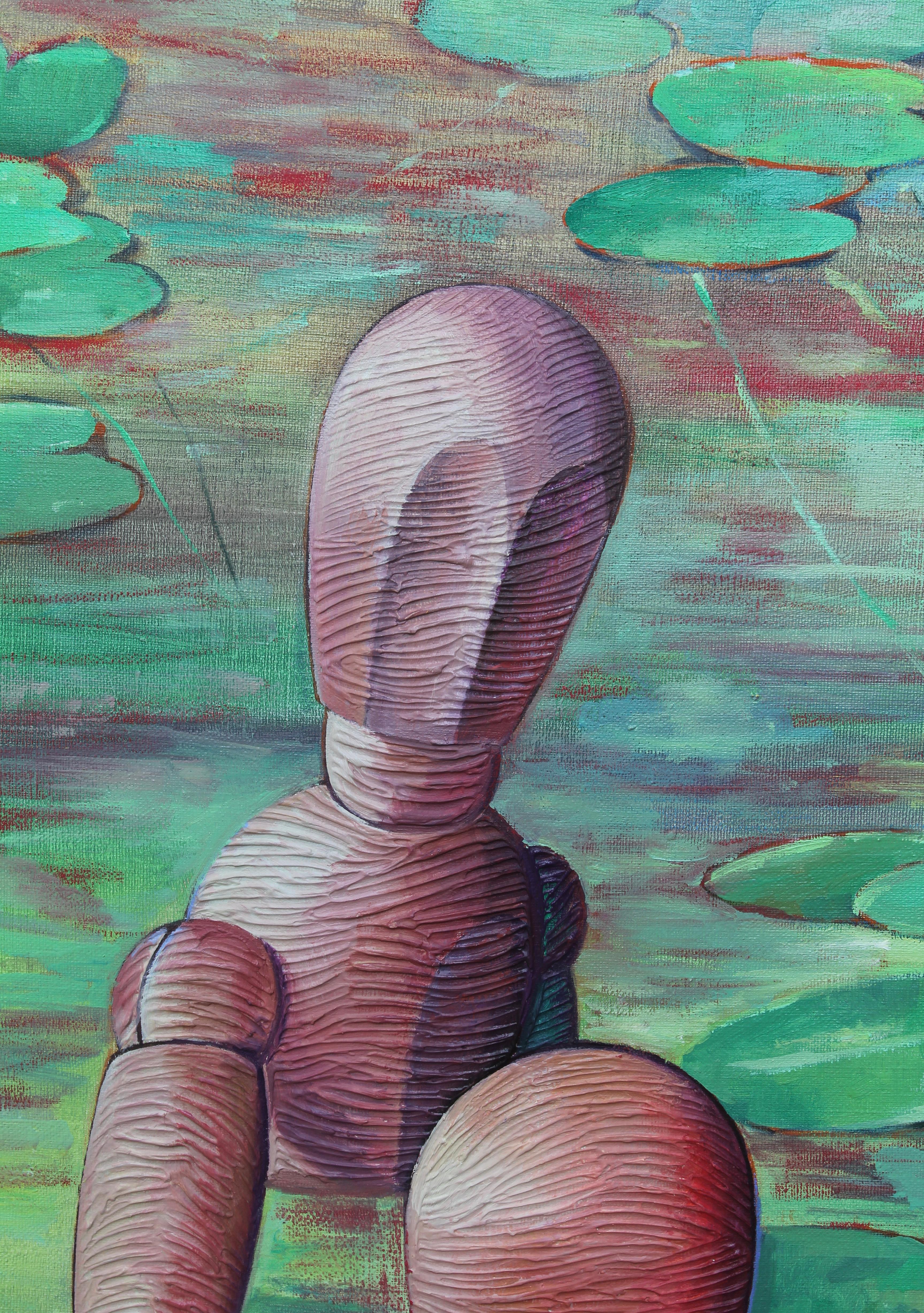 In my paintings, I chose the main character
Gestalt wooden figurine of a man)
and trying to 