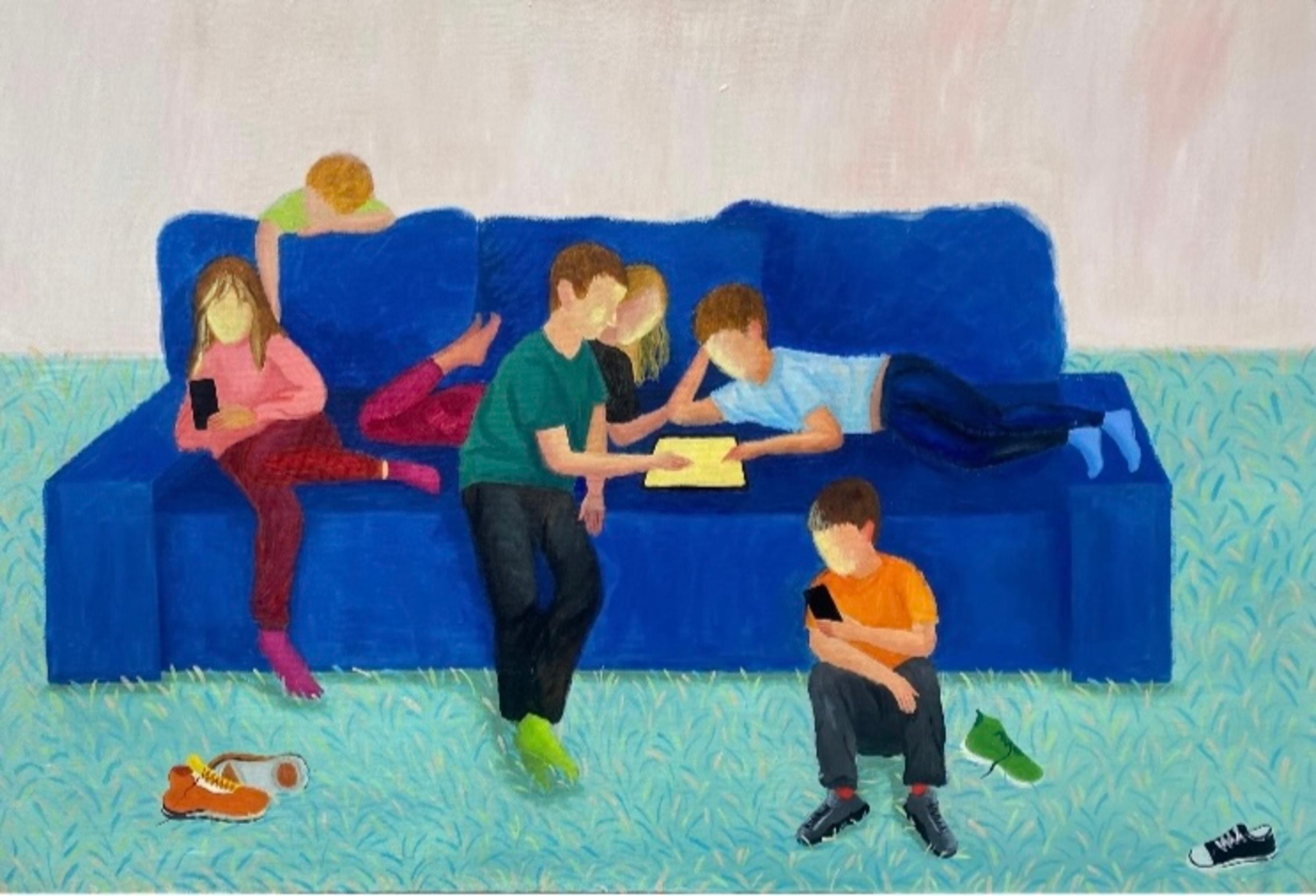 Gatherings 80/120 cm, toile/huile 2023 - Art de Elena Ermuraki