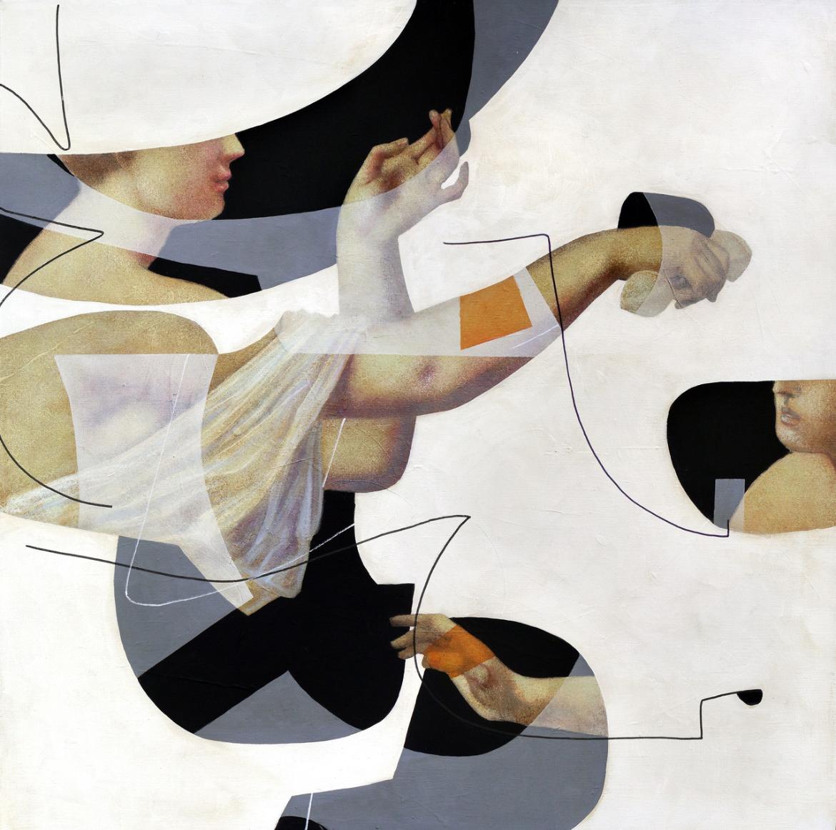 Calliope and Orpheus. 100x100cm, acrylic on canvas - Painting by Olga Rikun