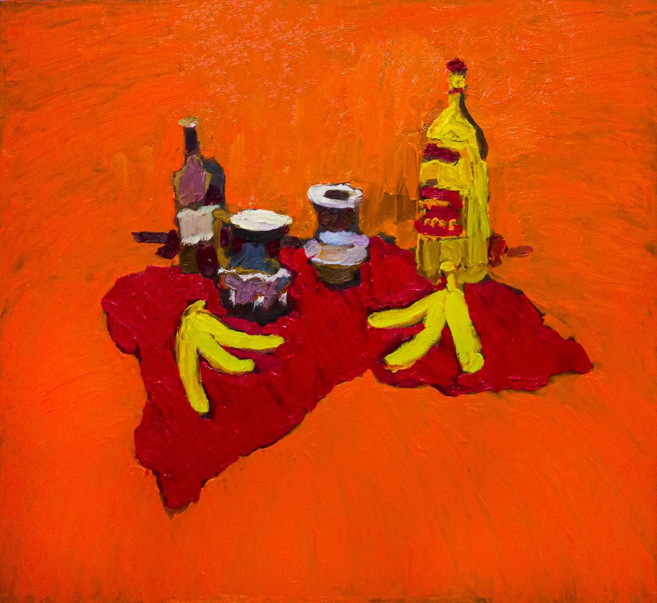 Großes Orangenstillleben, 110х120 cm, Öl auf Leinwand – Art von Petr Petyaev