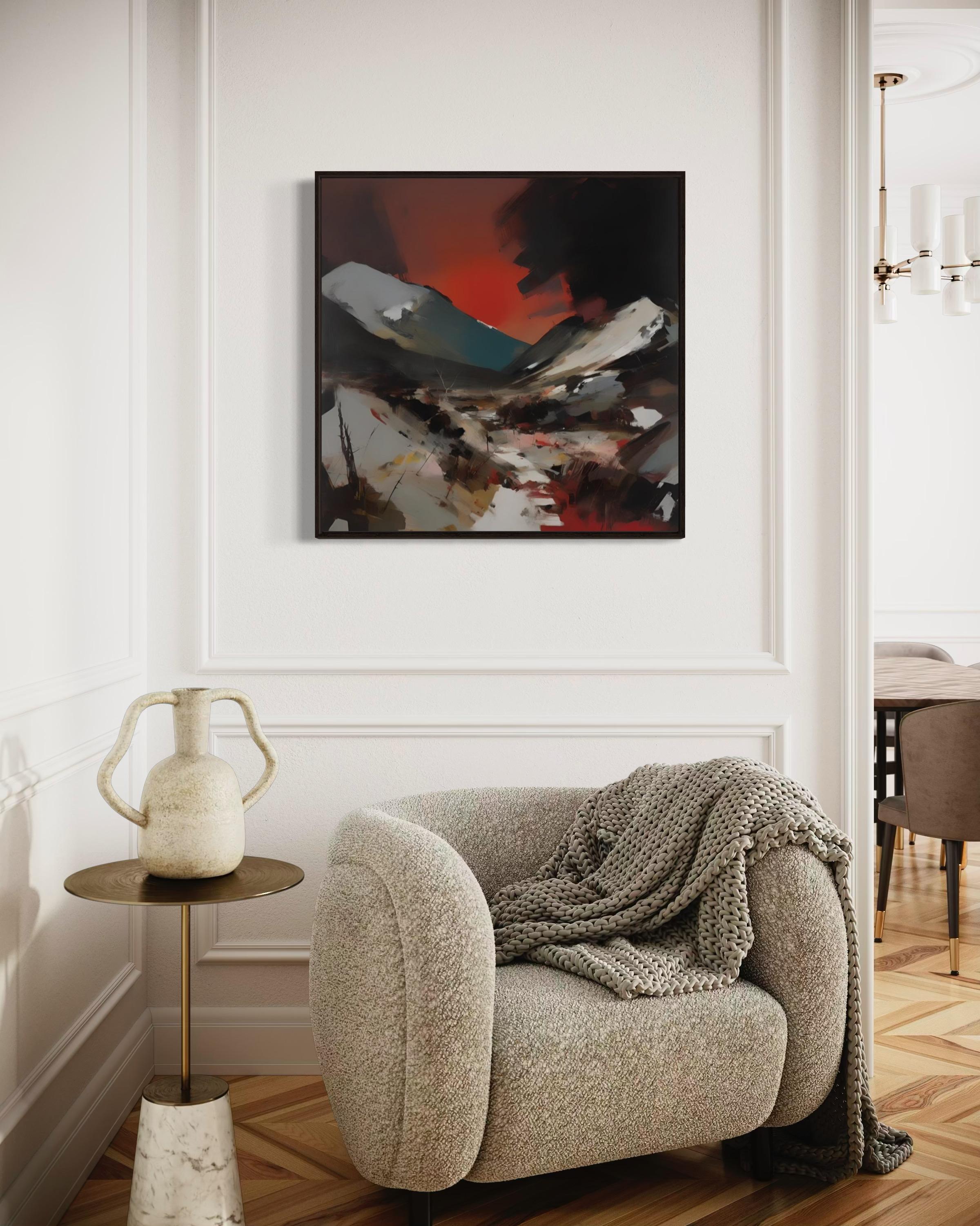 Tramonto in montagna, 80x80cm, stampa su tela.Edizione di 20 pezzi in vendita 1