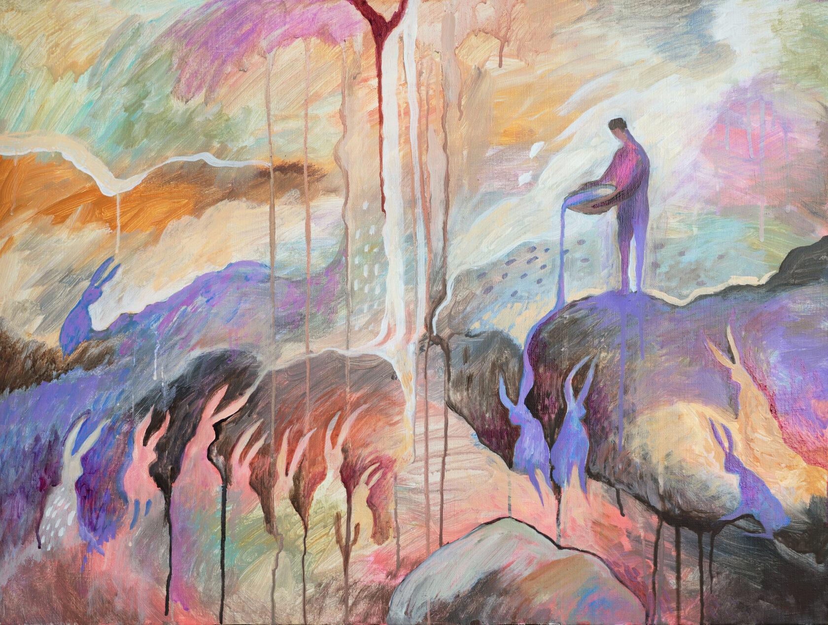 Prendersi cura della creazione, 60x80cm, acrilico su tela - Painting di Katya Bim