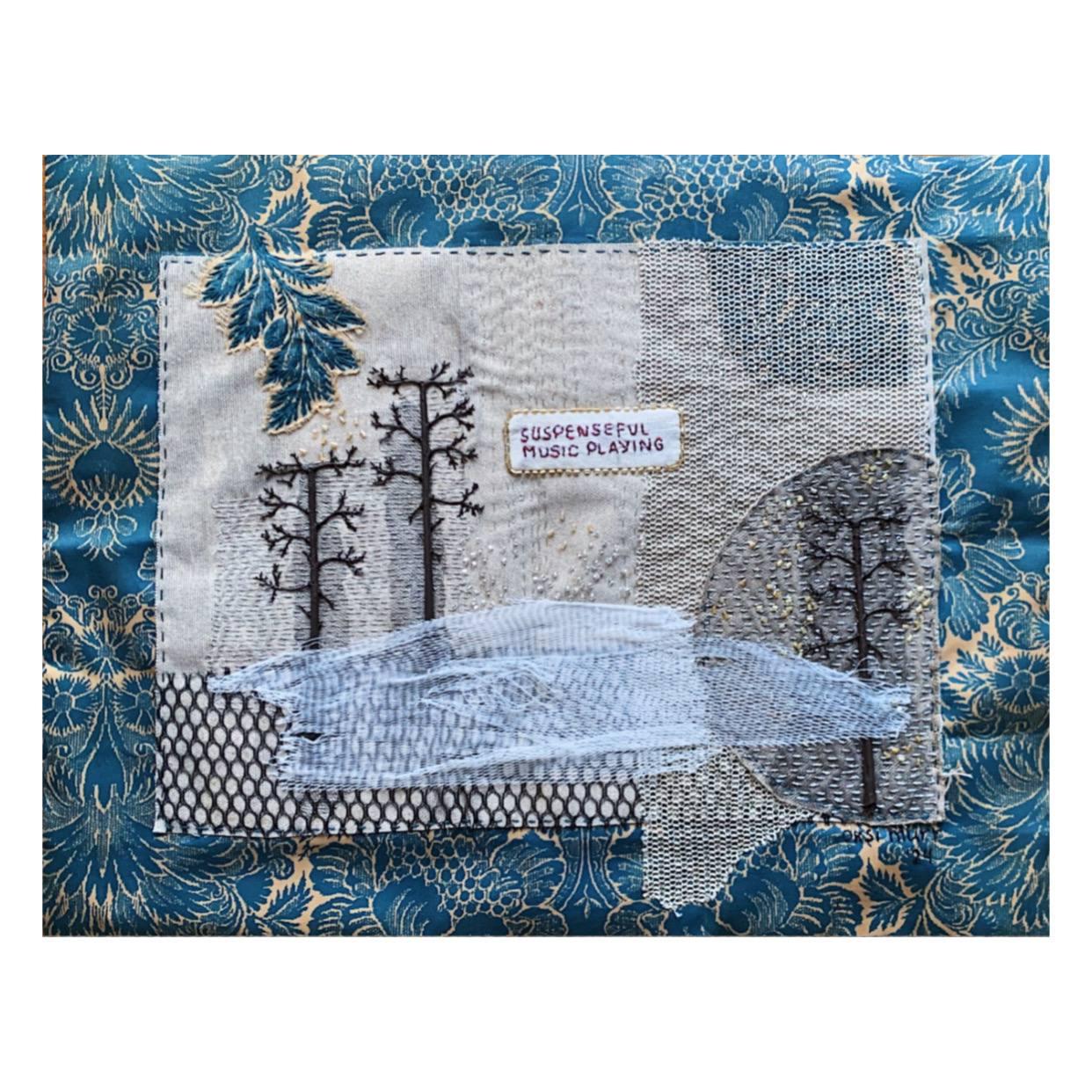 Soft picture “Suspenseful music playing ”, 2024 Textile 35x45cm, embroidery - Art by Oksana Muratova