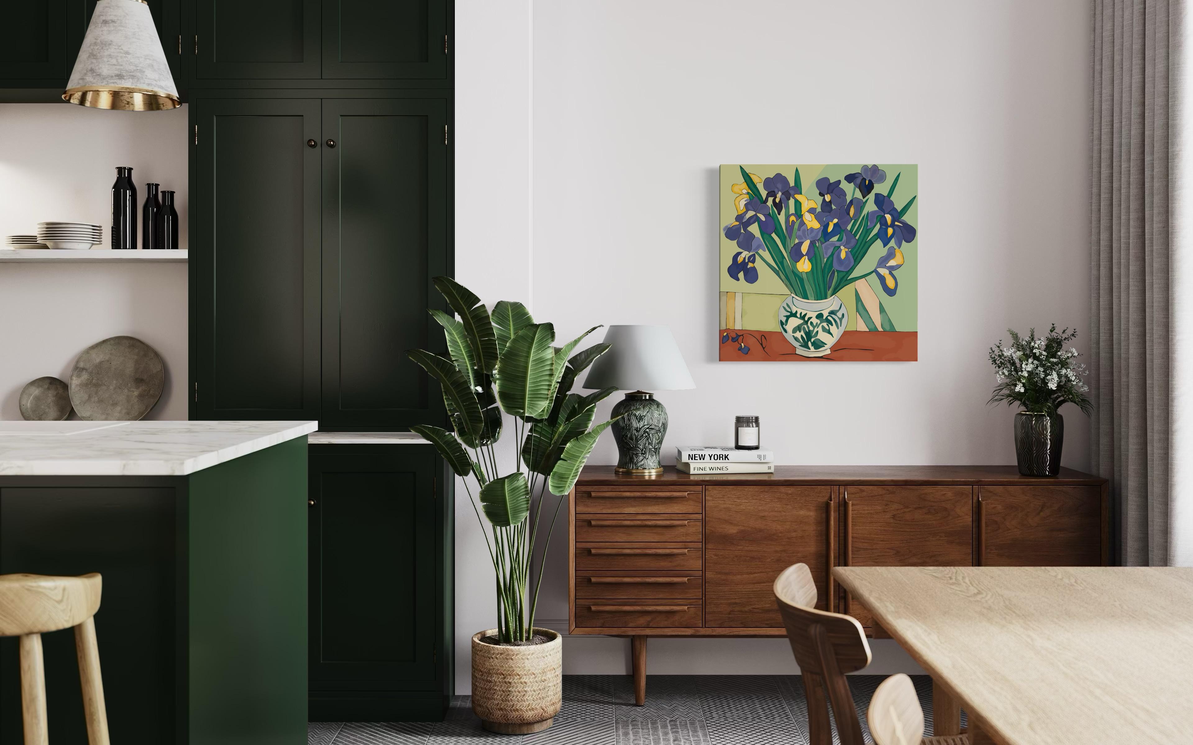 Still life with irises , 70x70cm, print on canvas.Edition 20 pcs. For Sale 2