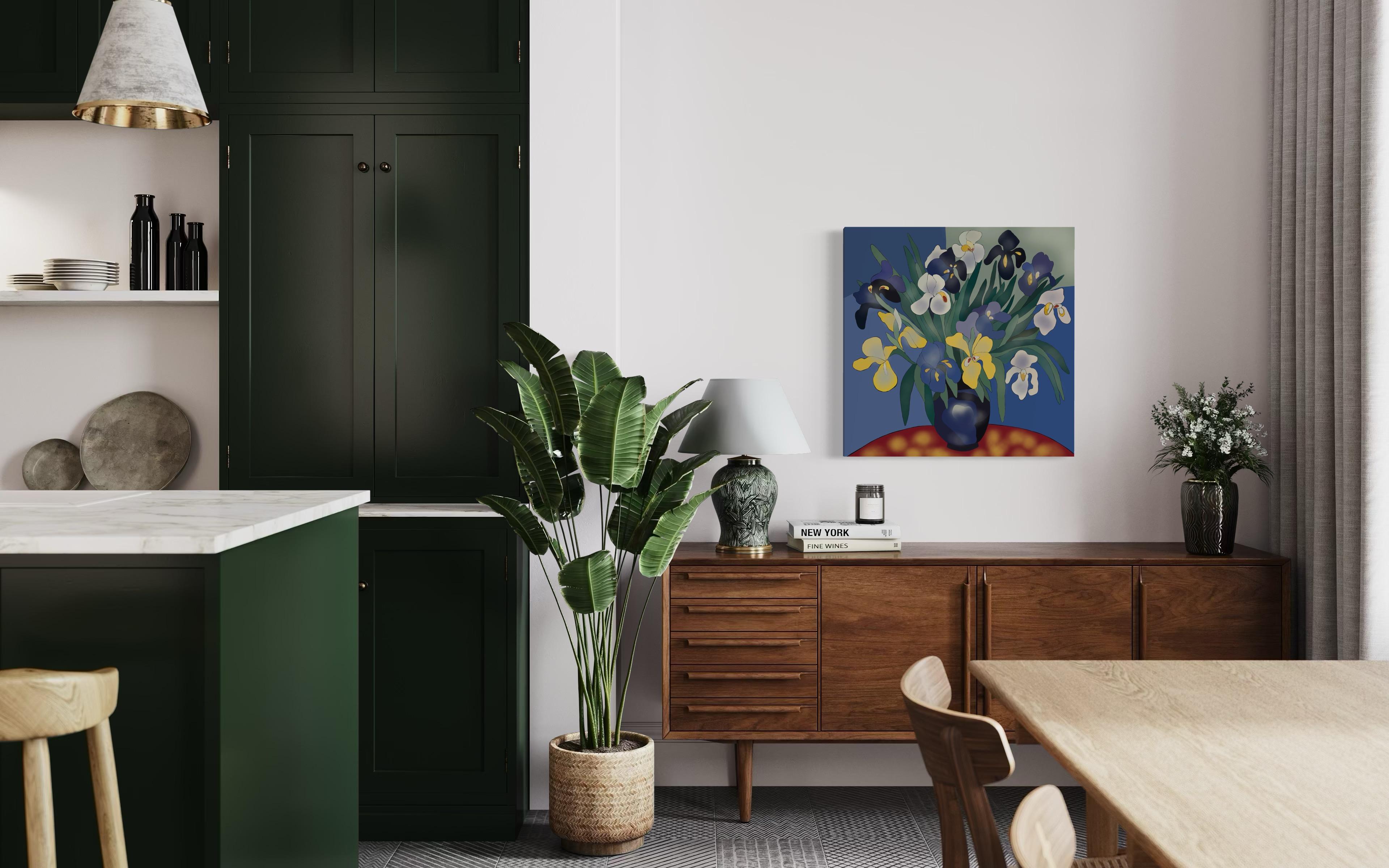 Still life with irises , 70x70cm, print on canvas.Edition 20 pcs. For Sale 2