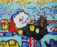 Indische Ornamente  , 95x115 cm, Öl auf Leinwand