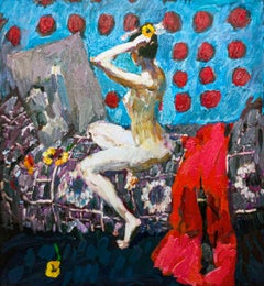 Im Spiegel  , 130x140 cm, Öl auf Leinwand