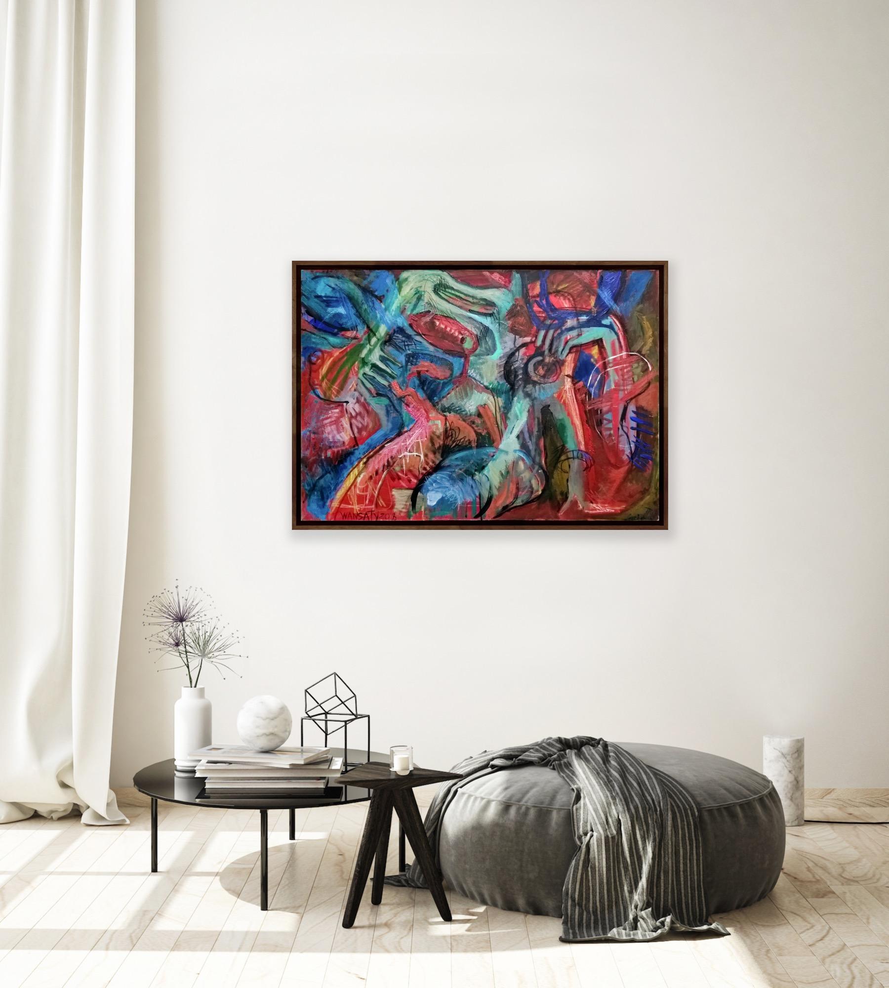 Immersion, 70x100cm, acrylic, oil, canvas For Sale 1