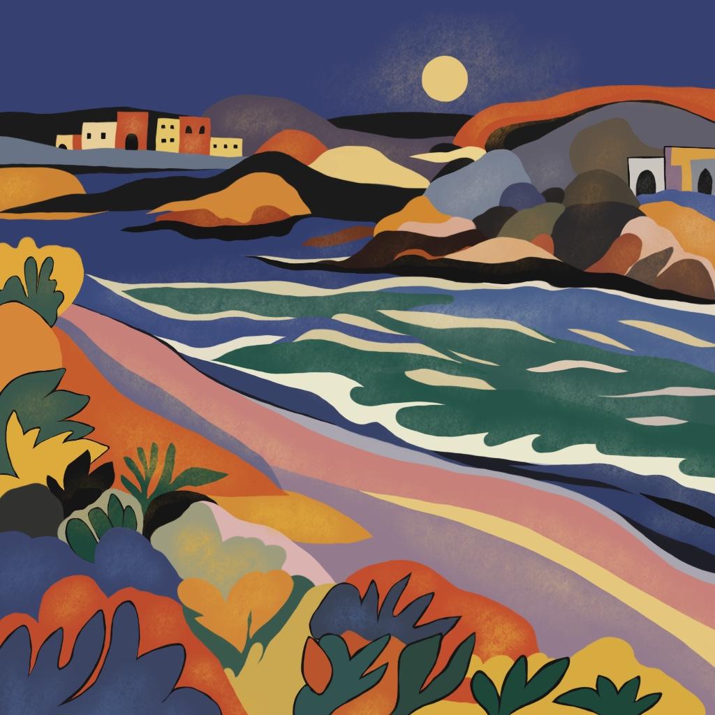 Still-Life Print Nina Tsoriti - Seascape , 70x70cm, impression sur toile, édition 20 pcs.