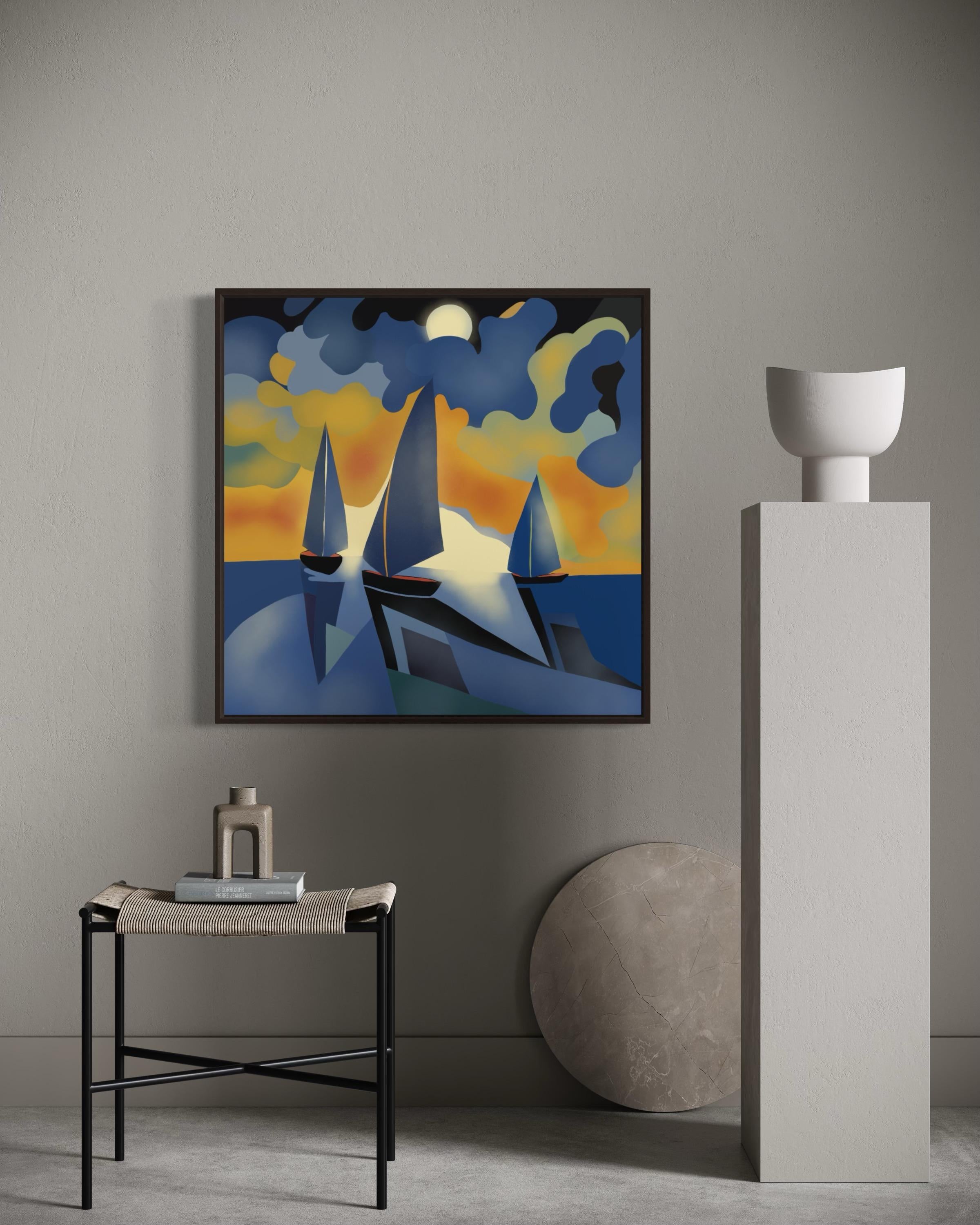 Seascape , 70x70cm, impression sur toile, édition 20 pcs. - Print de Nina Tsoriti