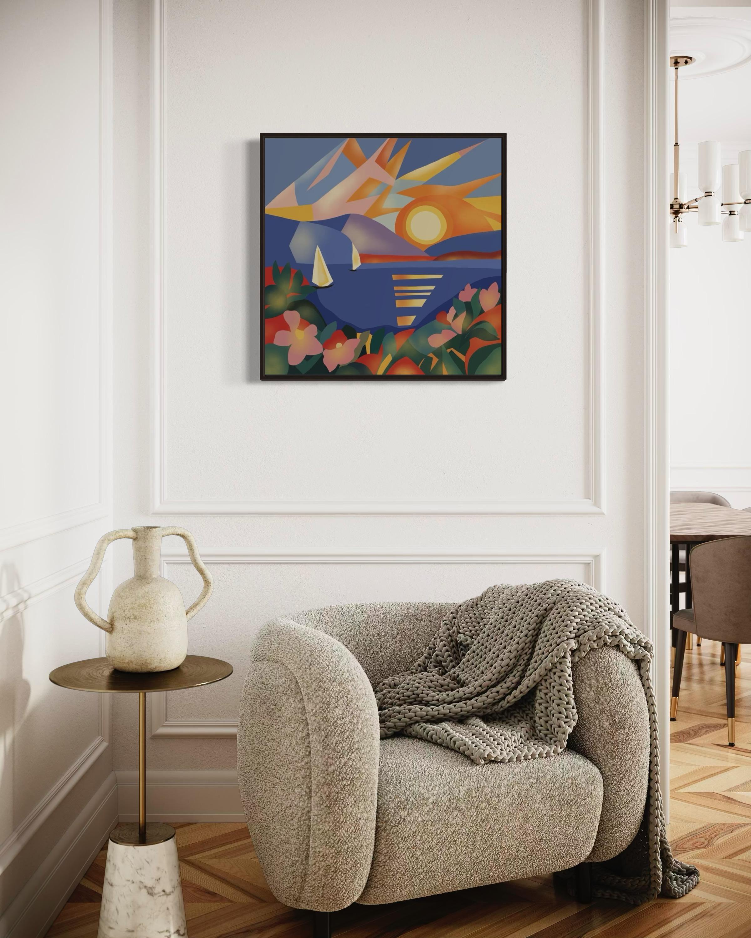 Seascape , 70x70cm, impression sur toile, édition 20 pcs. - Pop Art Art par Nina Tsoriti
