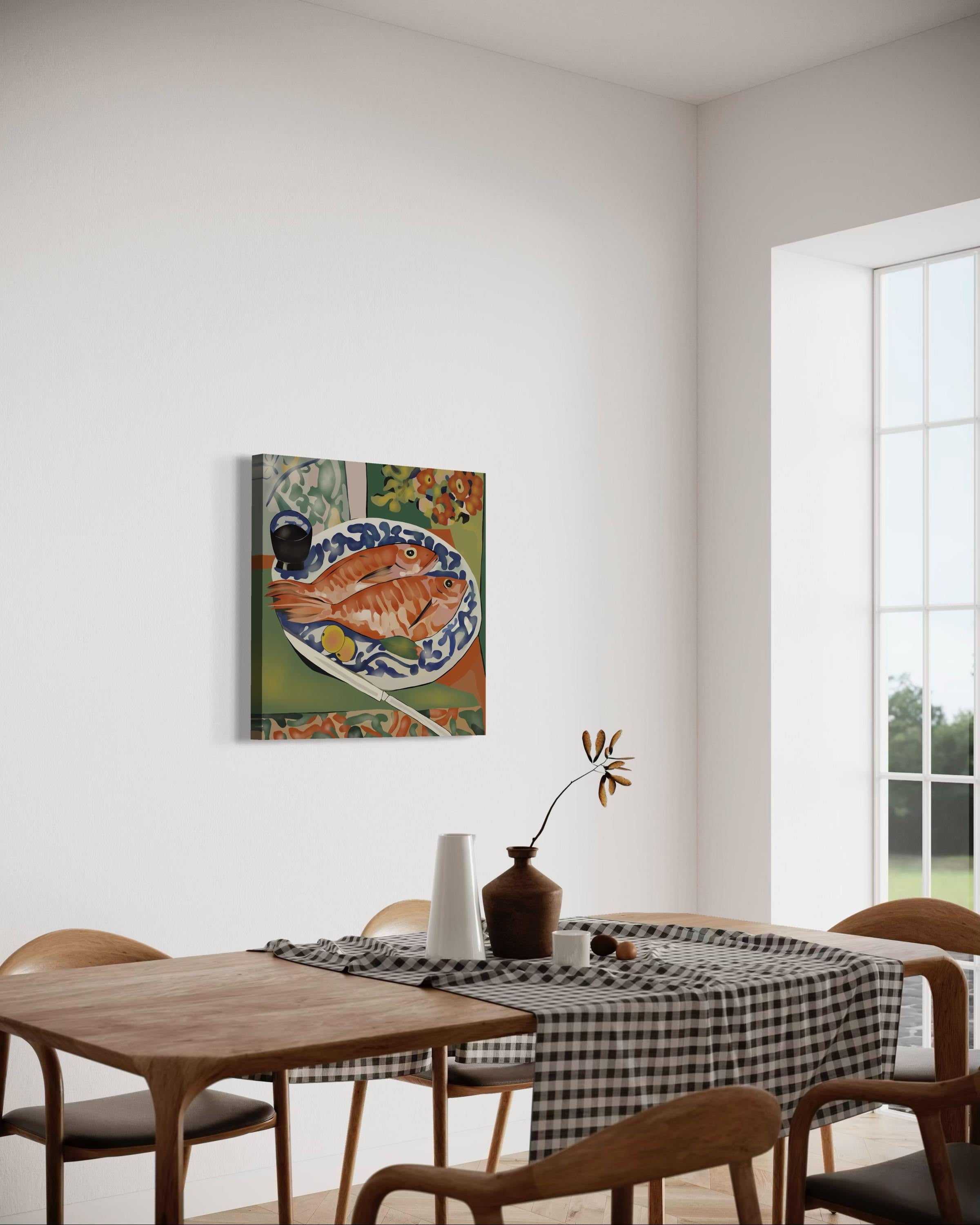 Bodegón con peces, 70x70cm, impresión sobre lienzo.Edición 20 unid. en venta 3