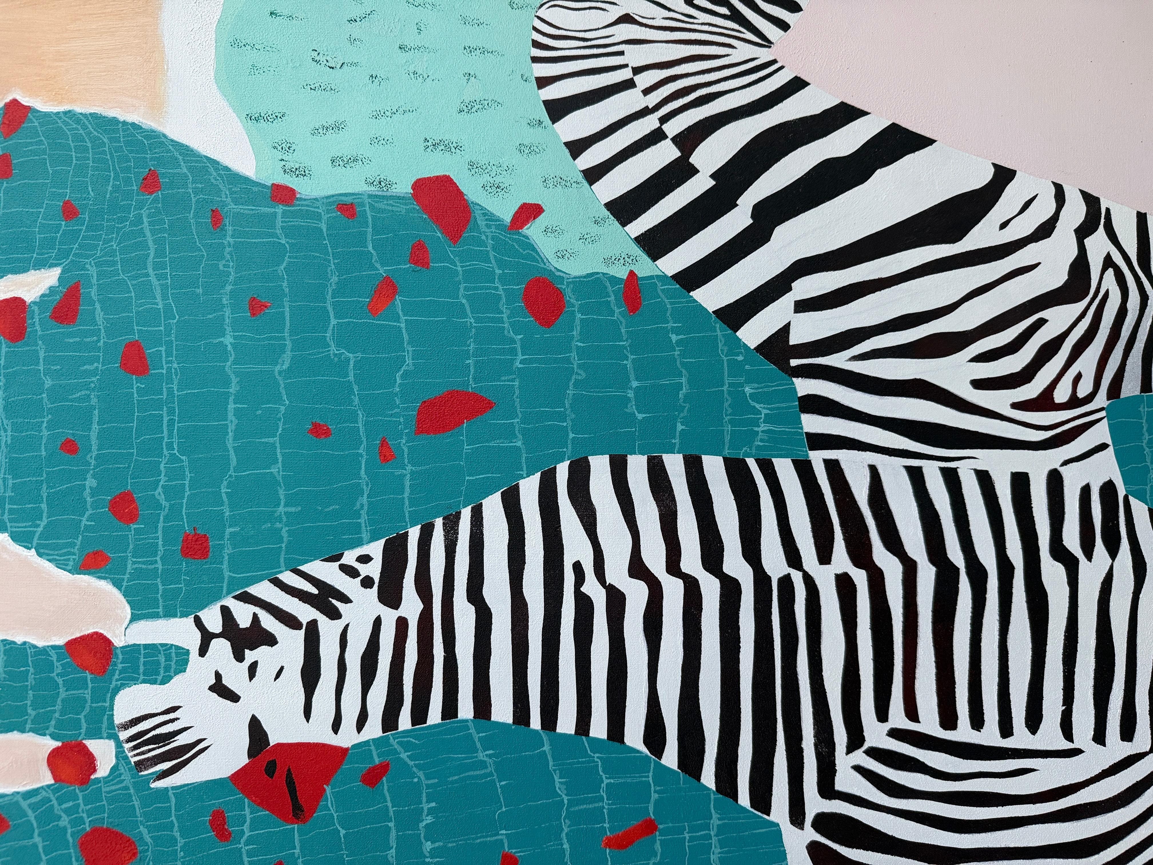 Zebras, 120x80 cm, acrylic, oil, canvas - Contemporary Art by Elizeveta Pugacheva