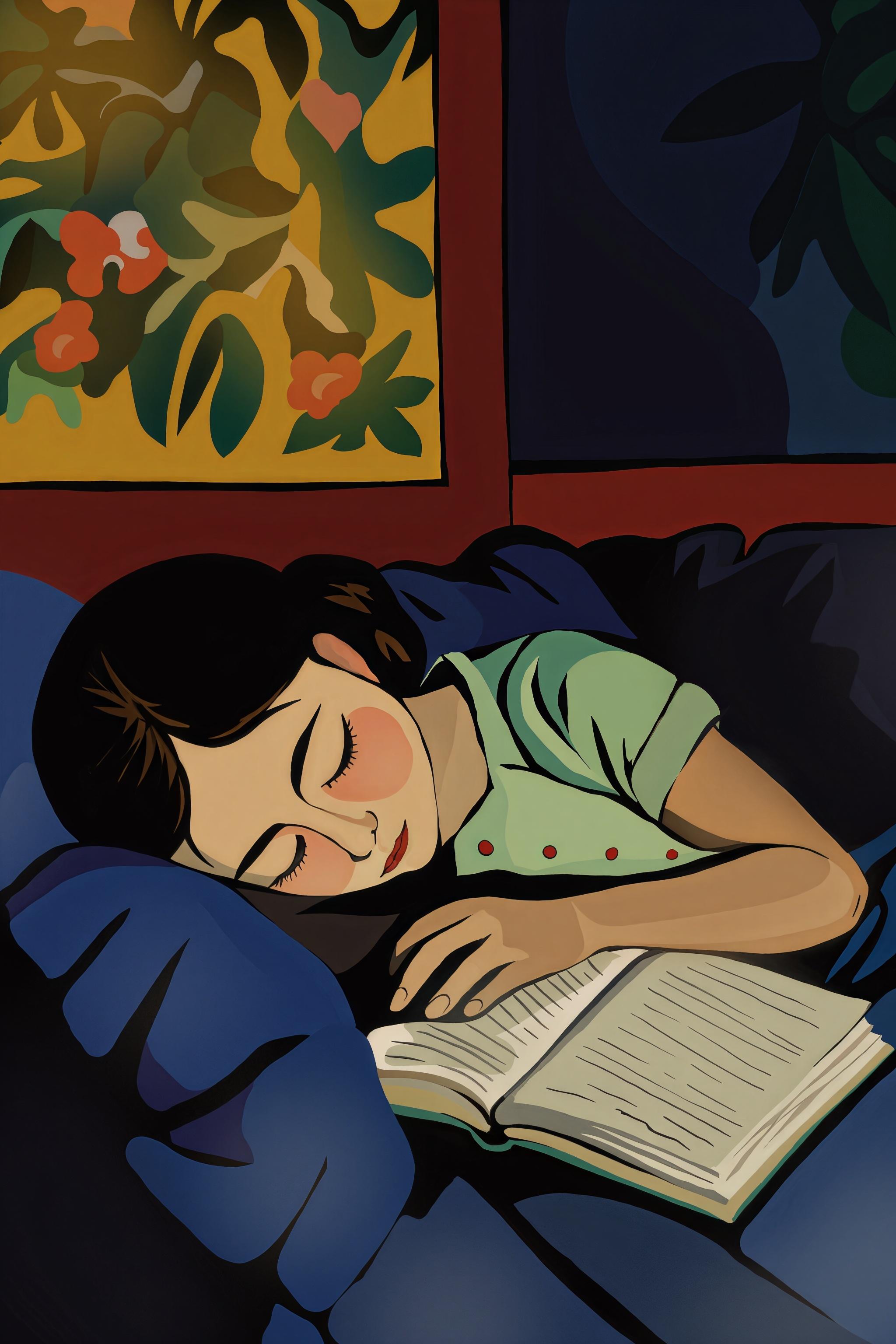 Sleeping, 70x47cm, print on canvas.Edition 20 pcs. - Print by Nina Tsoriti
