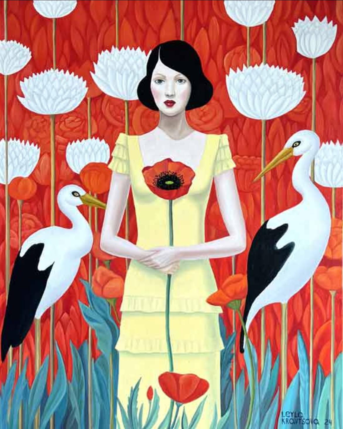 Leyla Kravtsova Figurative Painting - Poppy field, 100x80cm, oil on canvas