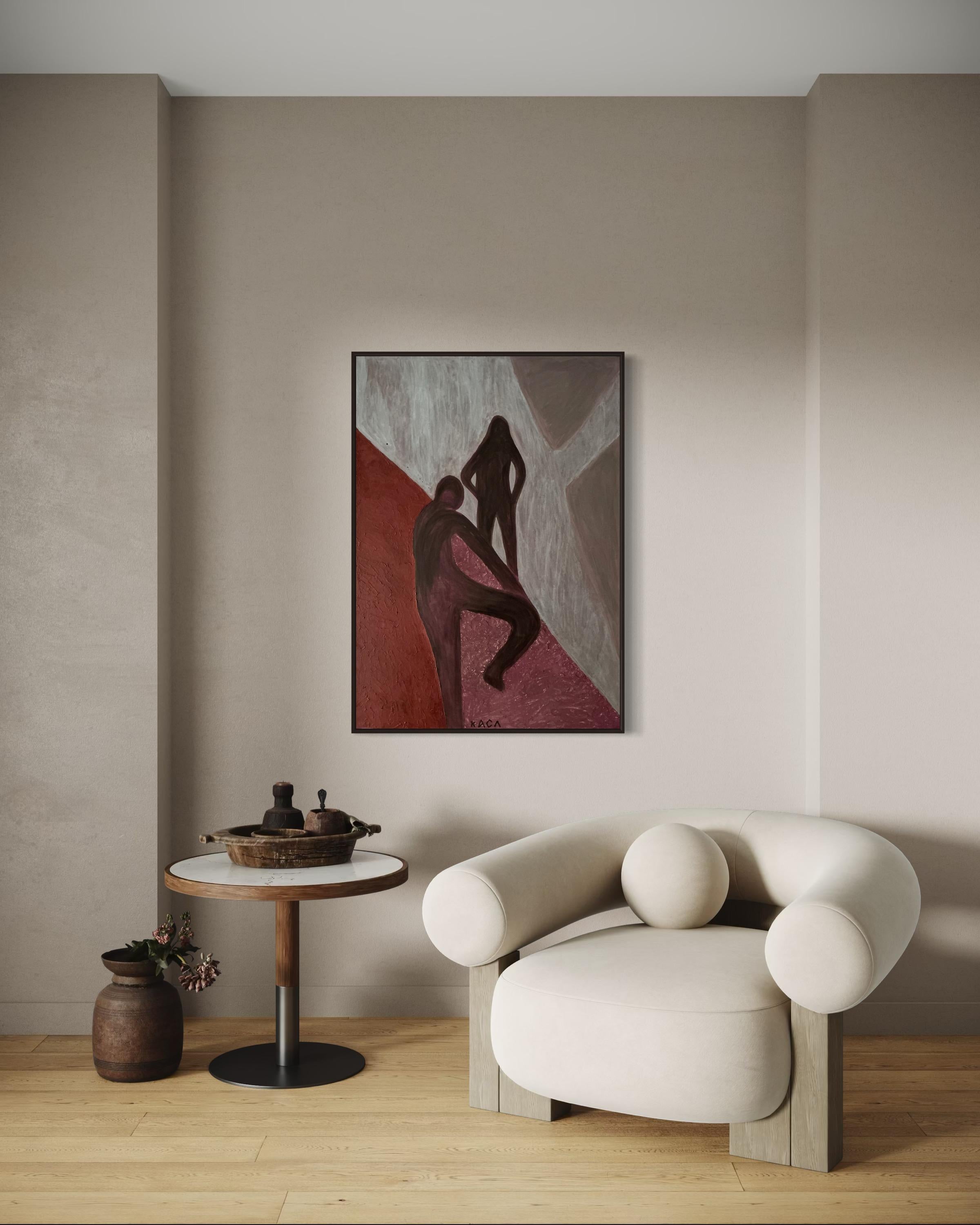 Dancing Shadows. 120x85 cm. Acrylic on canvas/ Texture paste For Sale 3