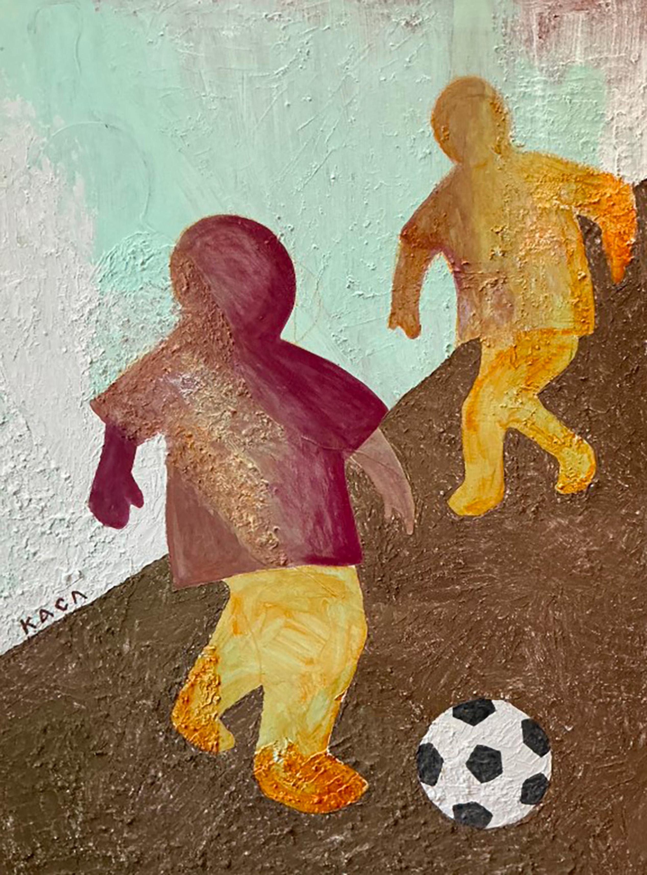 Laughter and sunshine. 120x85 cm. Acrylic on canvas/ Texture paste - Art by Katya Slyunina