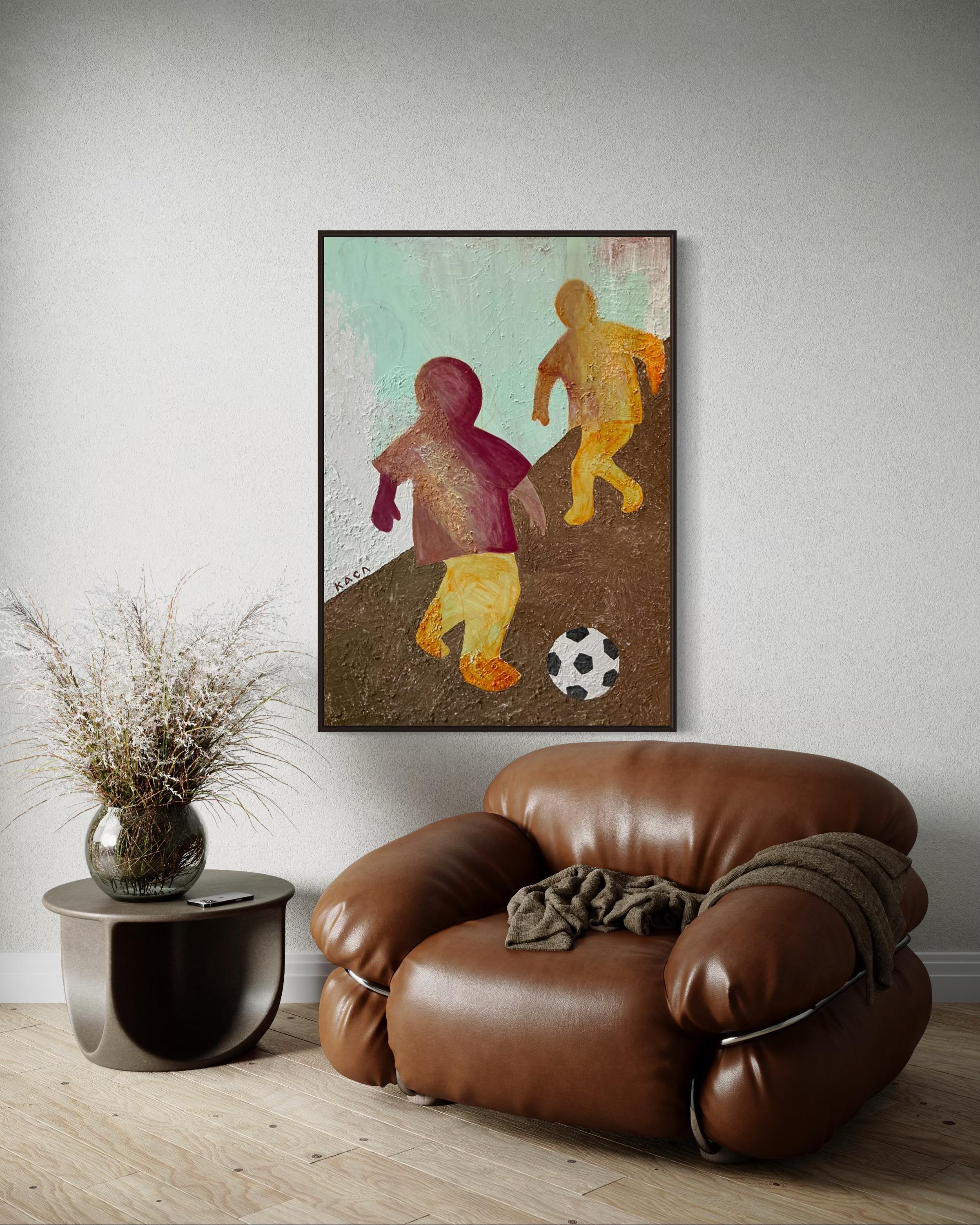 Laughter and sunshine. 120x85 cm. Acrylic on canvas/ Texture paste For Sale 3