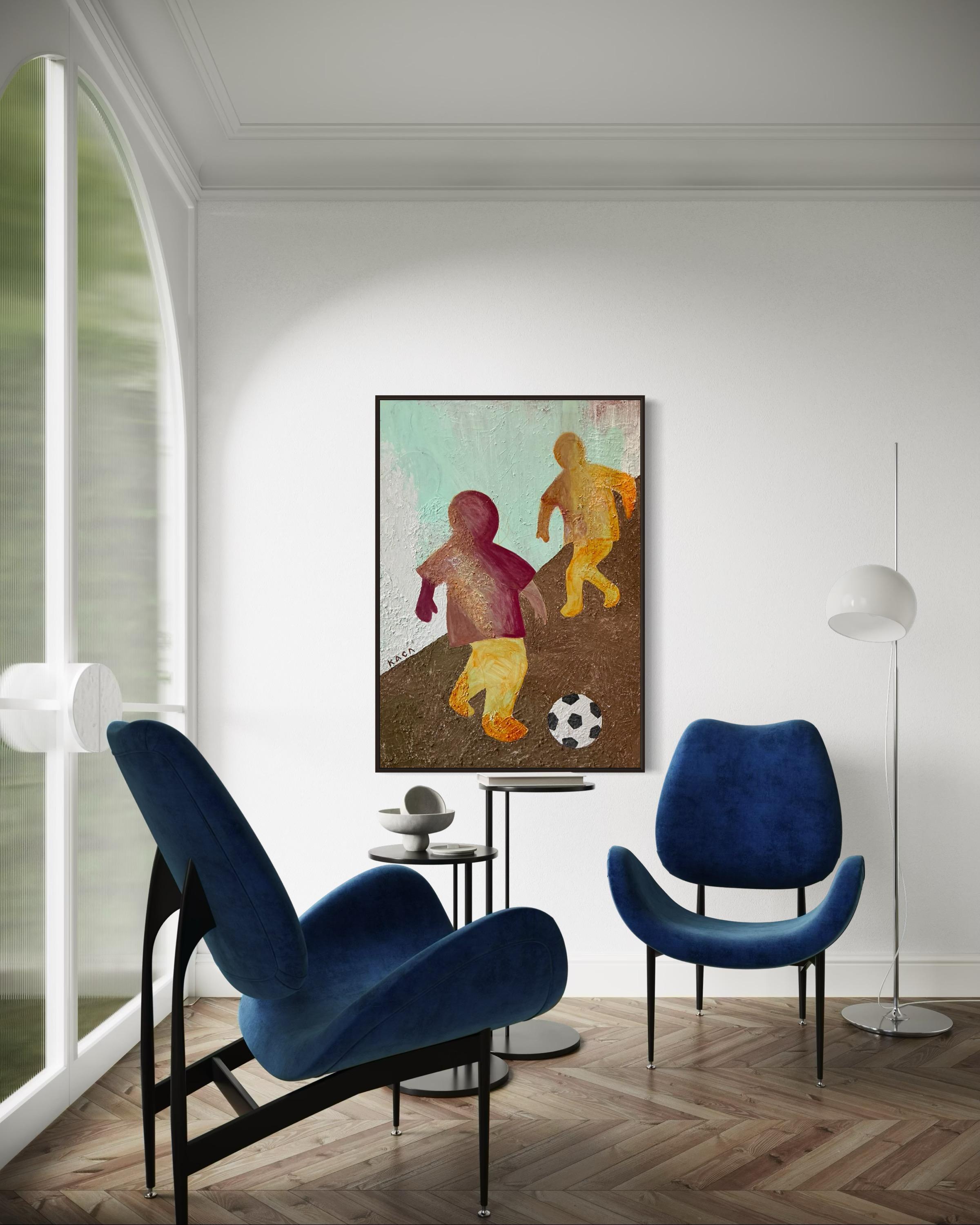 Laughter and sunshine. 120x85 cm. Acrylic on canvas/ Texture paste For Sale 6