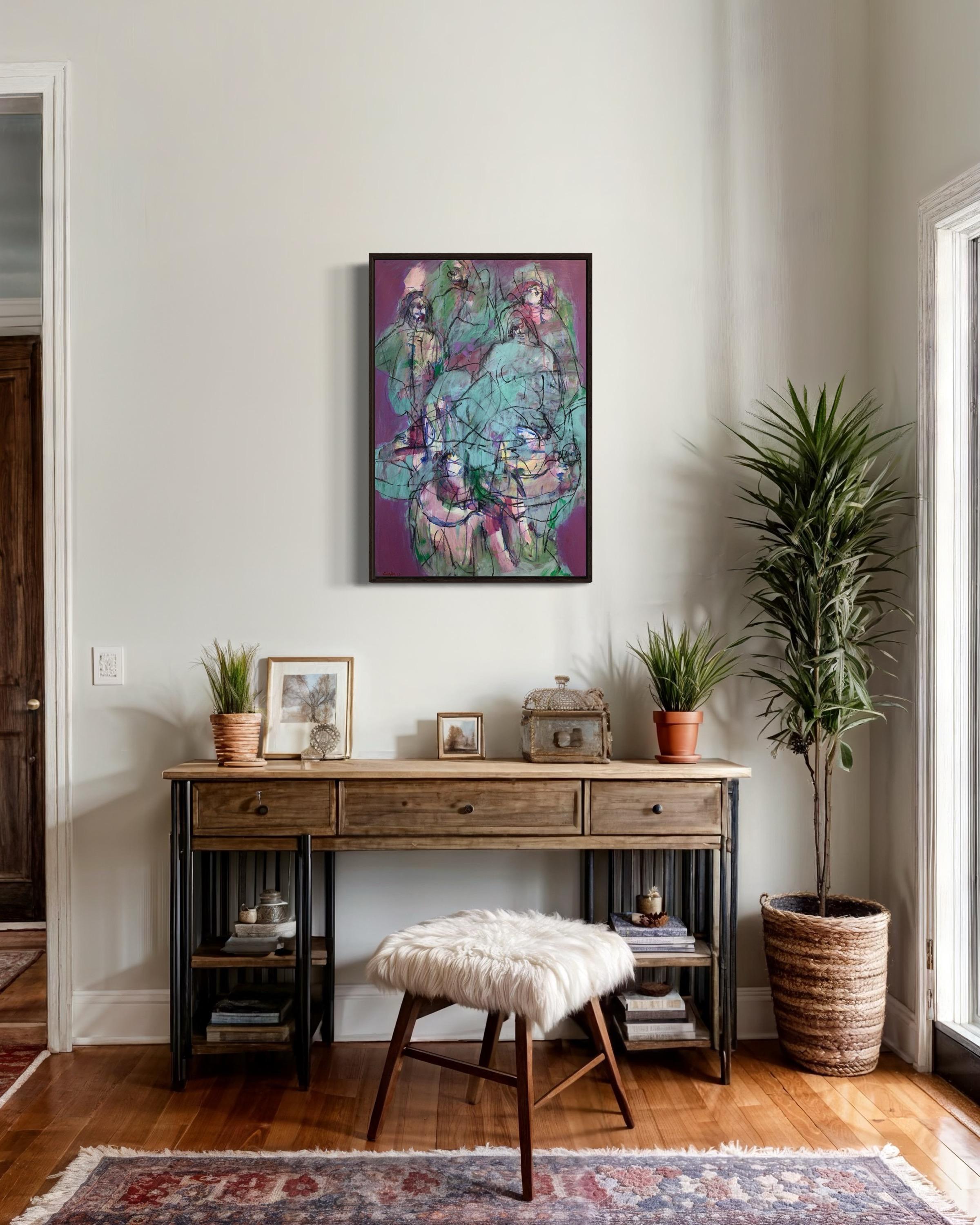 Women, 78x54cm, acrylic, paper - Abstract Art by Elena Naushirvanova 
