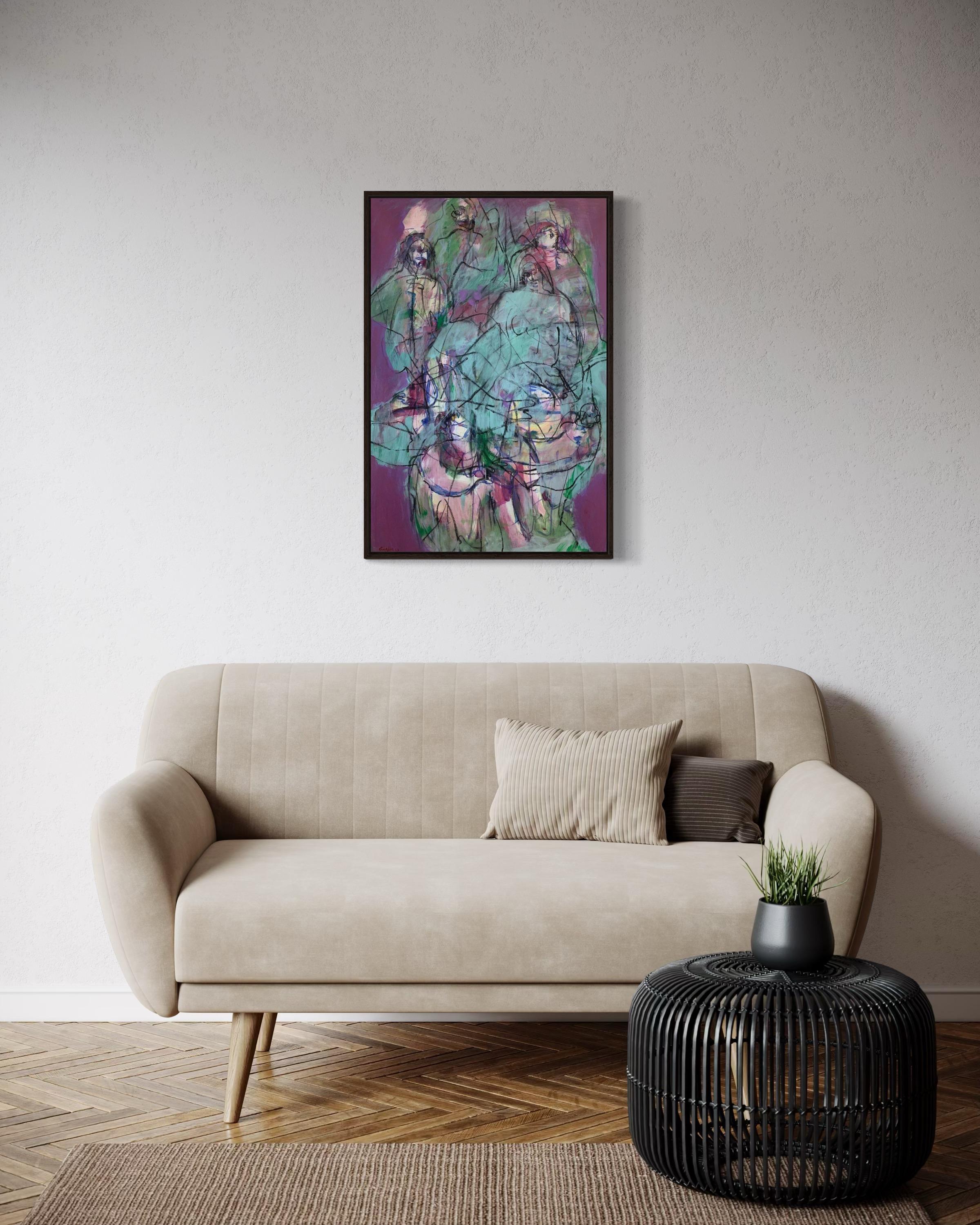 Women, 78x54cm, acrylic, paper For Sale 1