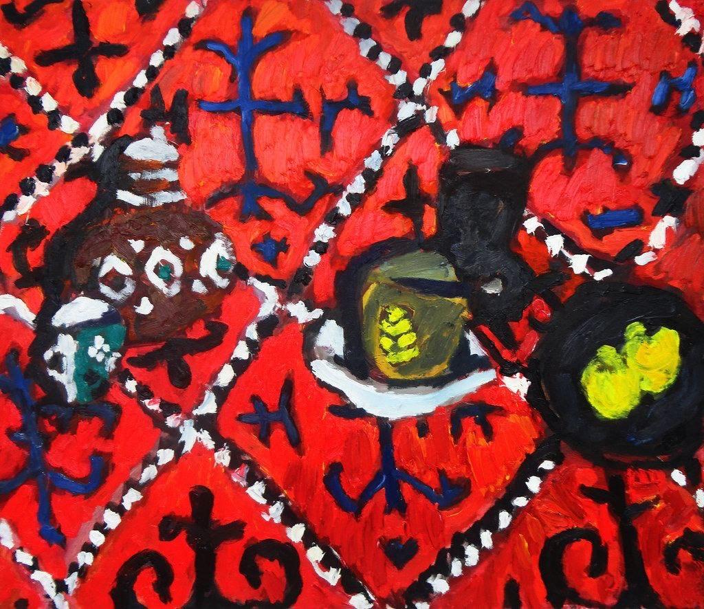 Colored  still life with, 95x110 cm, oil on canvas