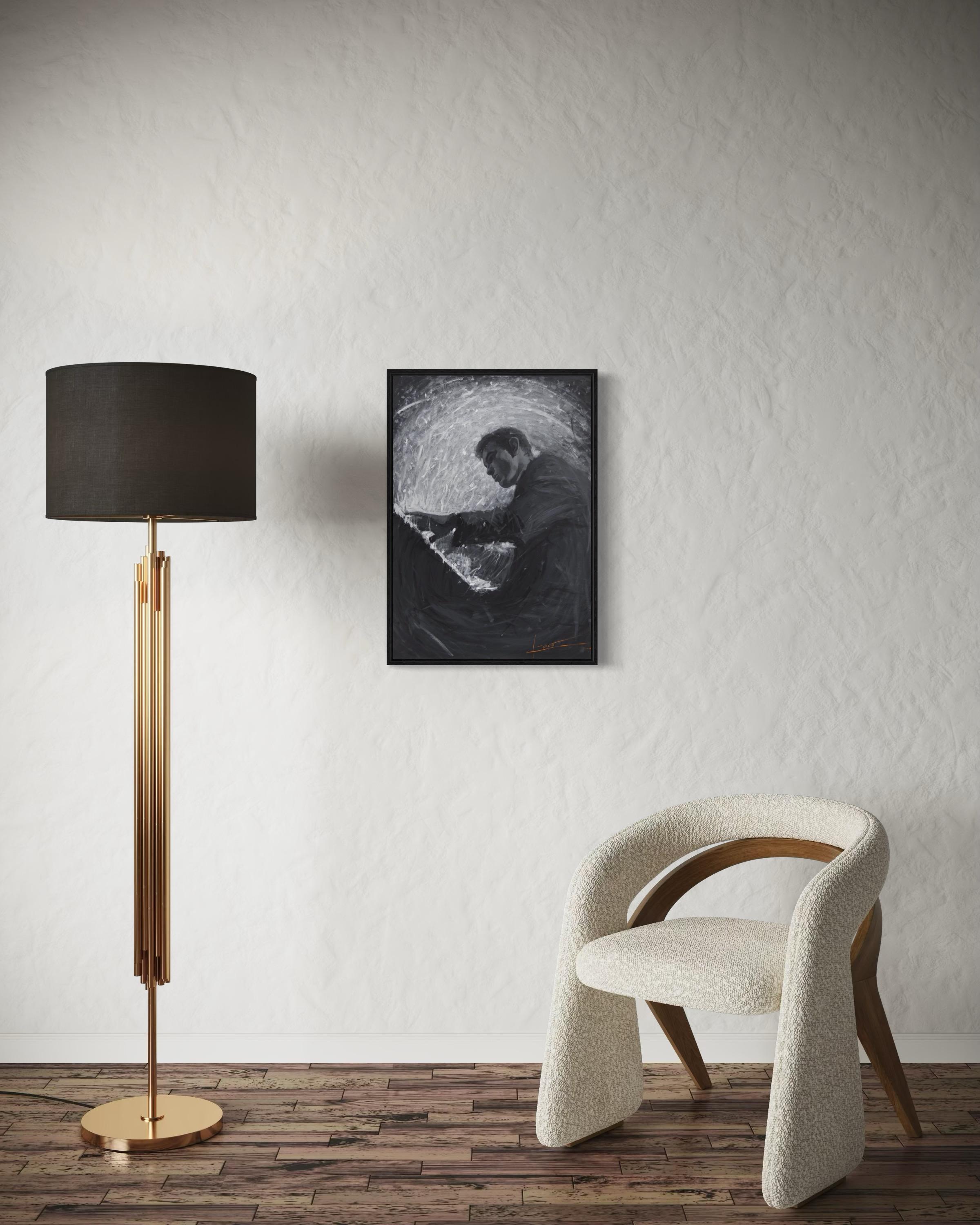 PIANIST, 100x70 cm, Tempera/Papier im Angebot 1