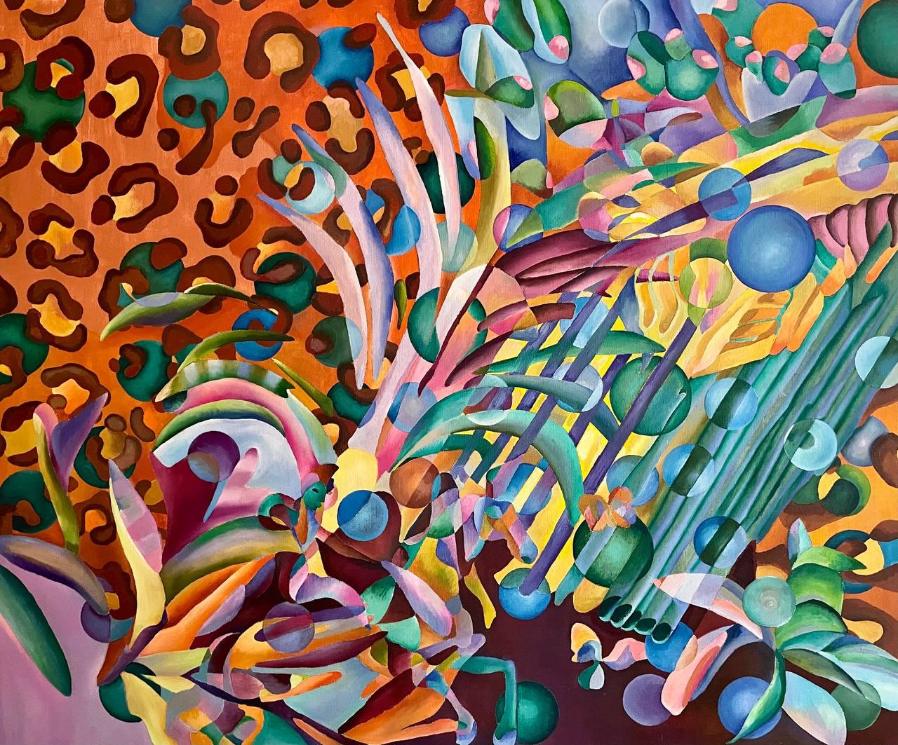 Leo's Hide and Seek, 140x170cm, Oil/Acrylic/Canvas - Art by Tanya Brodskaya