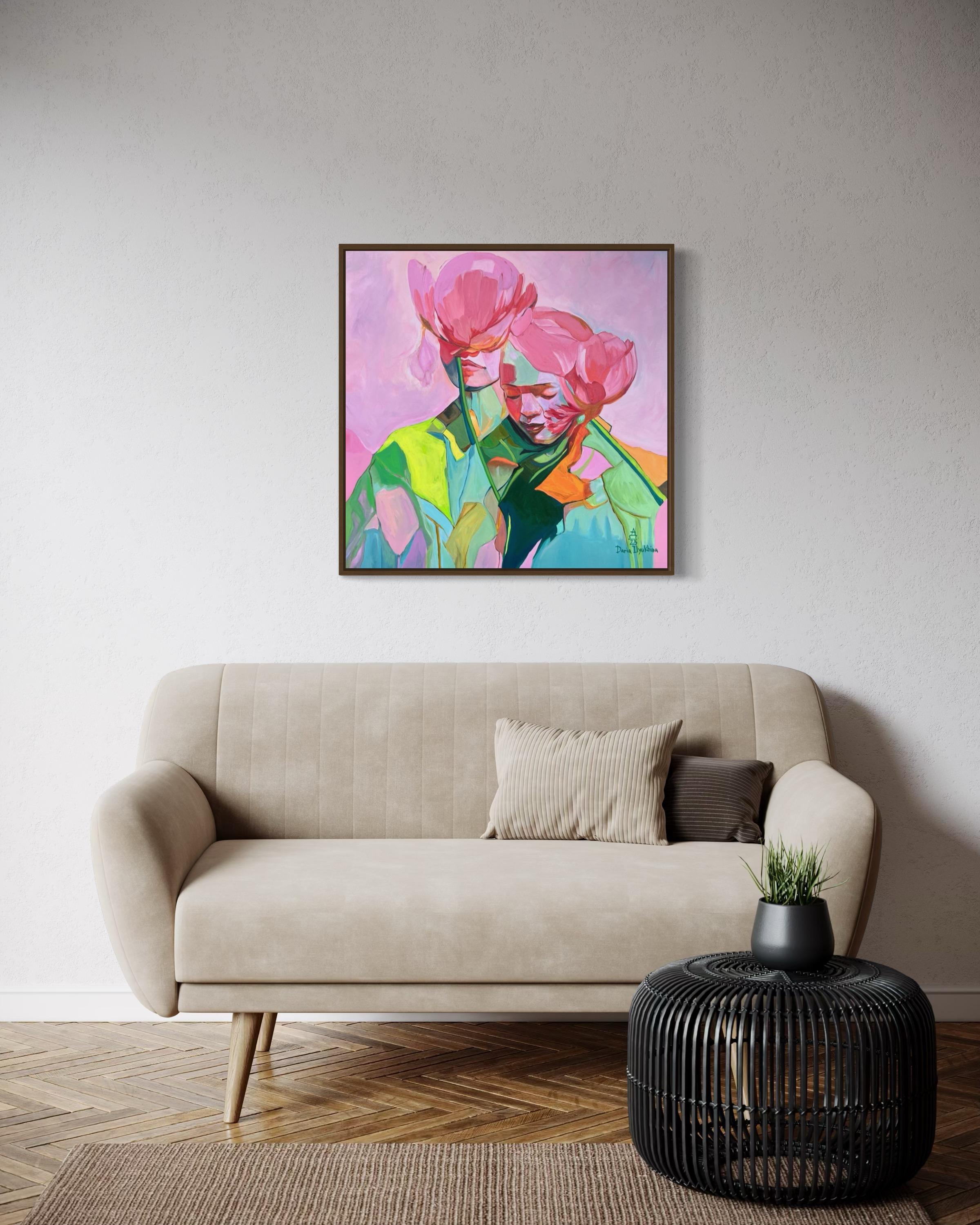 Toile « First love », techniques mixtes, 70 x 70 cm en vente 2