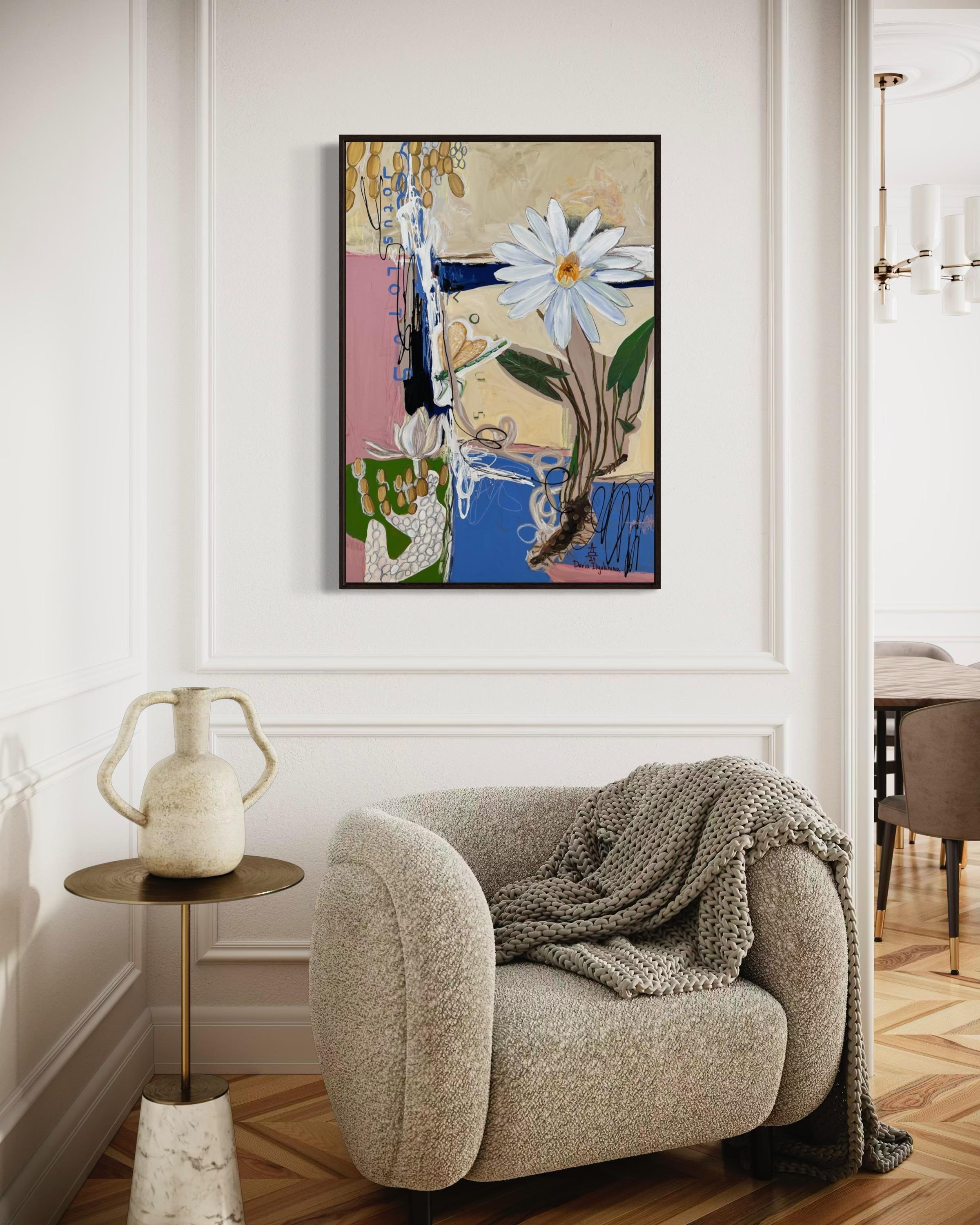   Toile Lotus blanc, techniques mixtes, 100 x 70 cm
L'œuvre est vendue sans cadre.