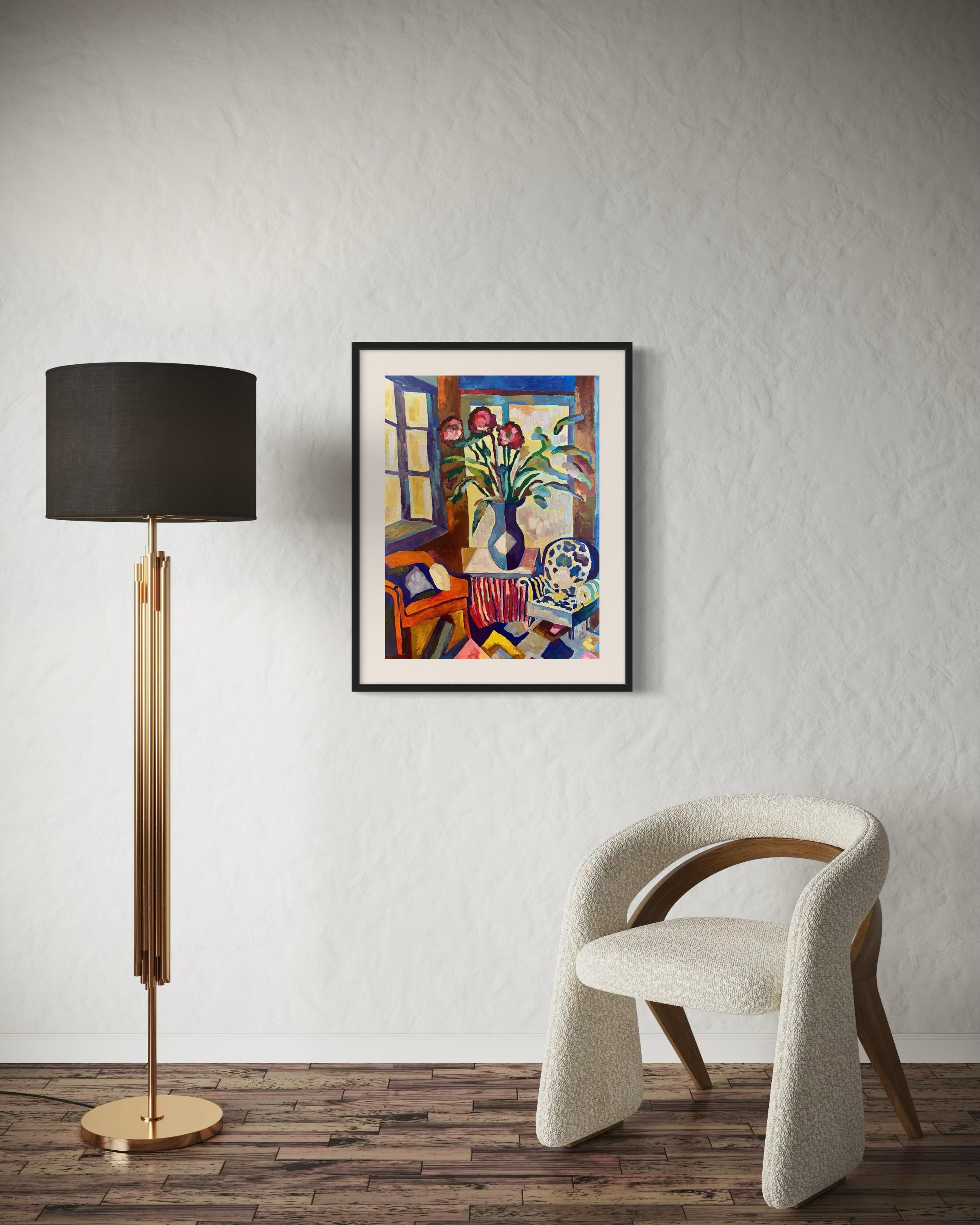 « Granny's chair », papier/huile, 70x50 cm. en vente 5
