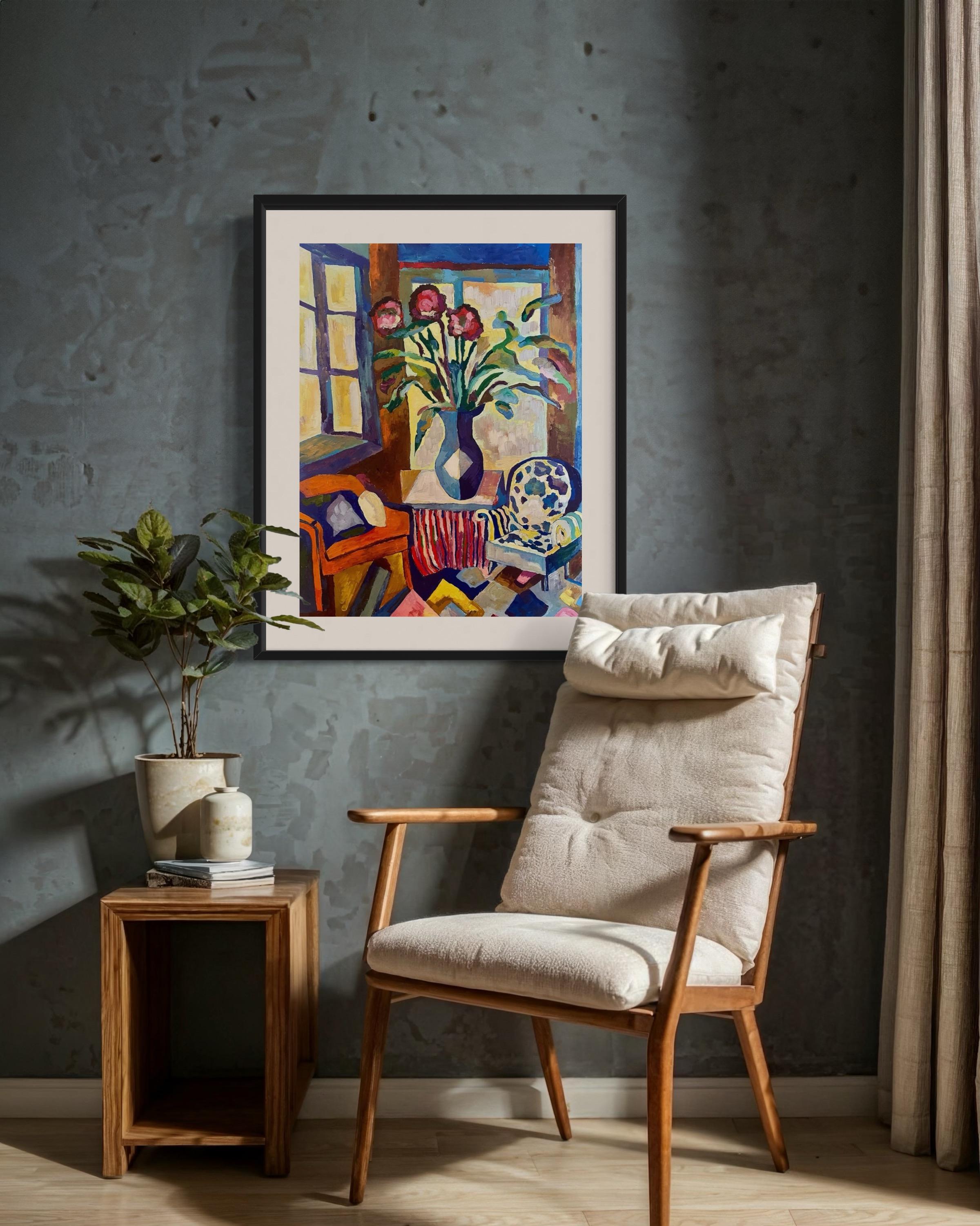 « Granny's chair », papier/huile, 70x50 cm. en vente 6