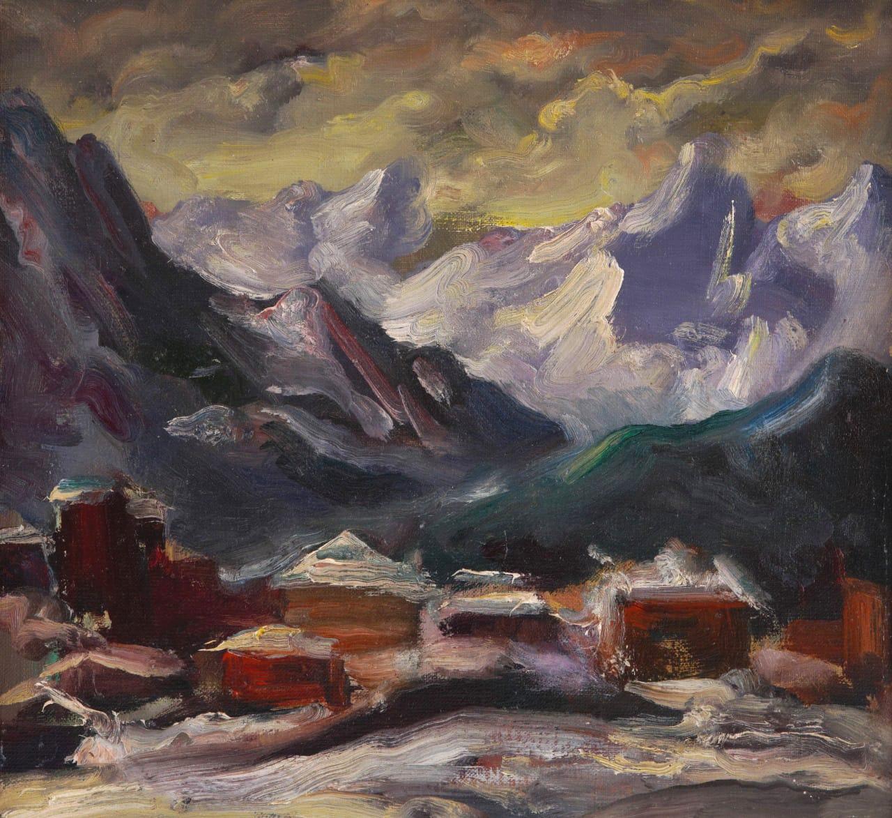 Stürmischer Himmel, 31x33 cm, Öl auf Leinwand