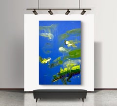 Wasserlilien, 180x120 cm, Acryl, Leinwand