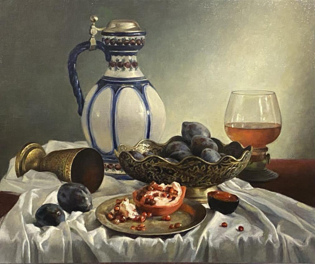 Soirée, dessert, 50x60 cm, huile sur toile - Art de Alexander Kanukov