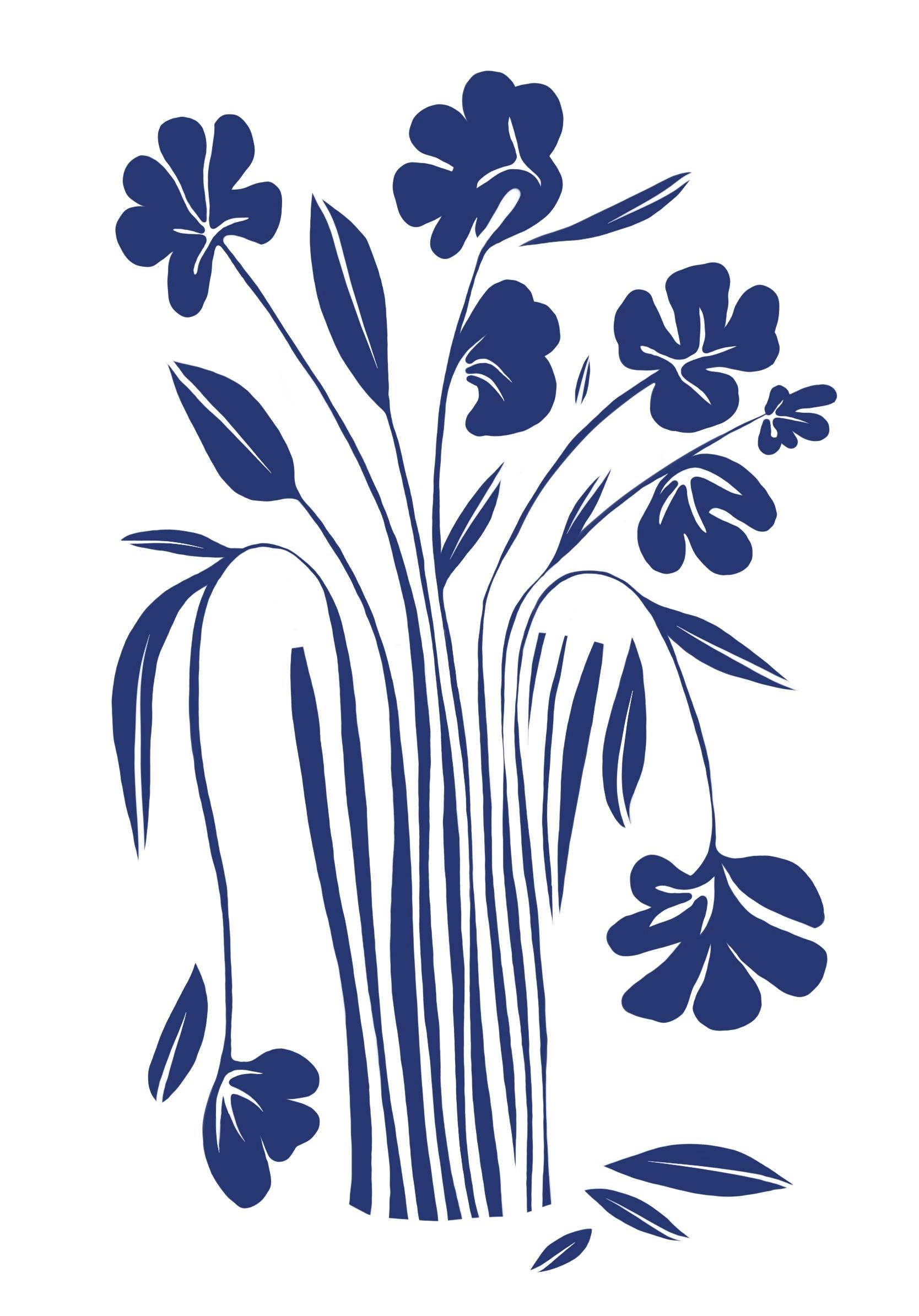 Still-Life Print Nina Tsoriti - Nature morte bleue, 62x43cm, impression sur toile, édition 20 pcs.