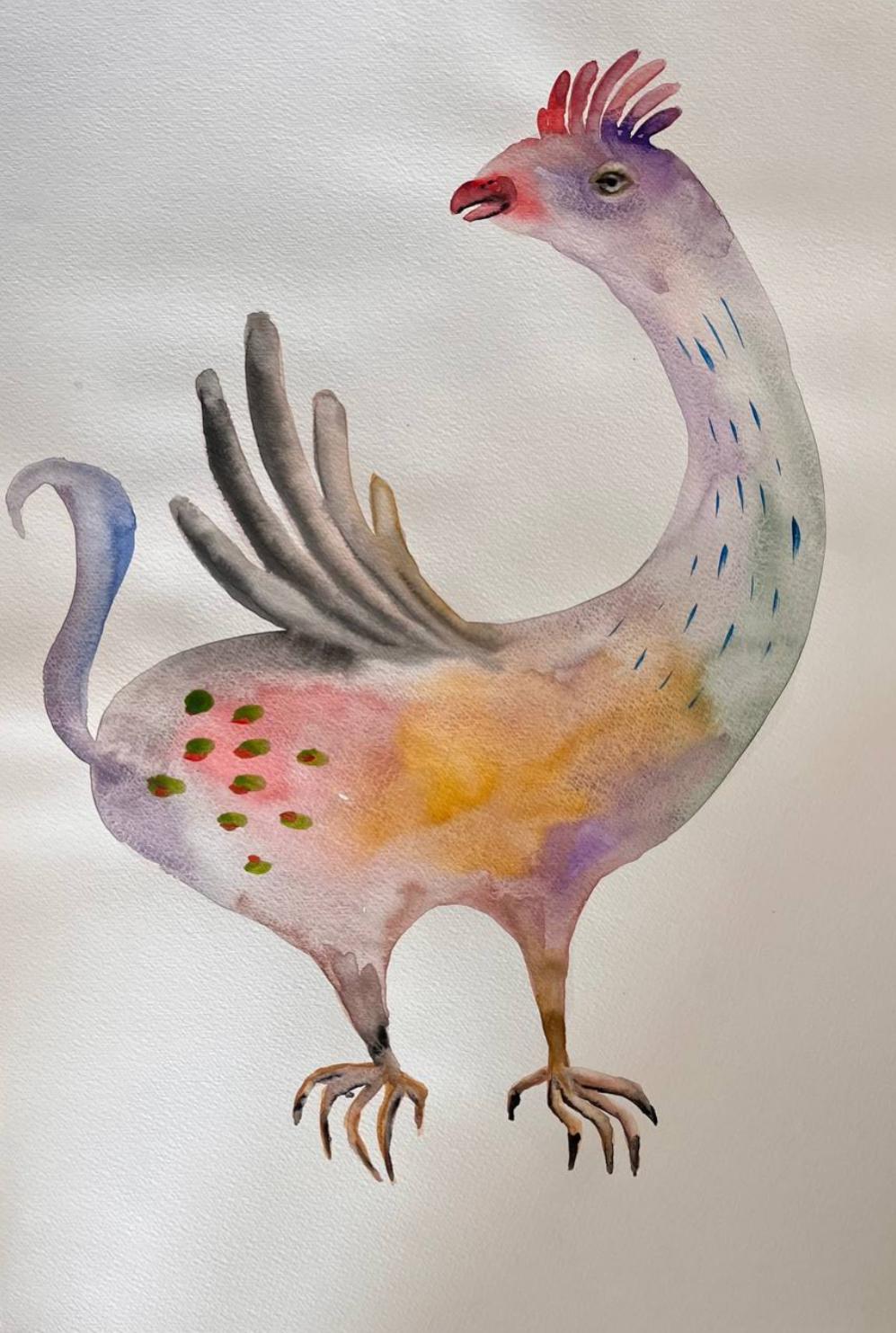 Basilisco, 40x30 cm, Acquerello, carta, matita - Art di Lina Kordyuchenko