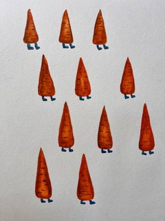 Escuadra Zanahoria, 40x30 cm, Acuarela, papel, lápiz