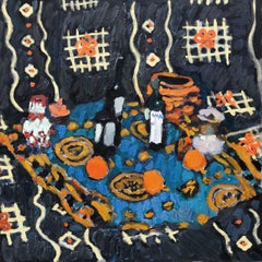 Coloré  Nature morte avec deux citrons, 105x105 cm, huile sur toile