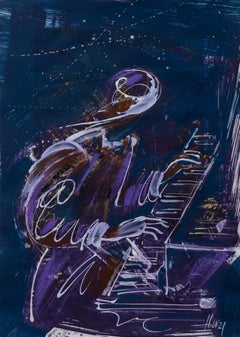 Musique de nuit , 65c49cm, acrylique sur papier