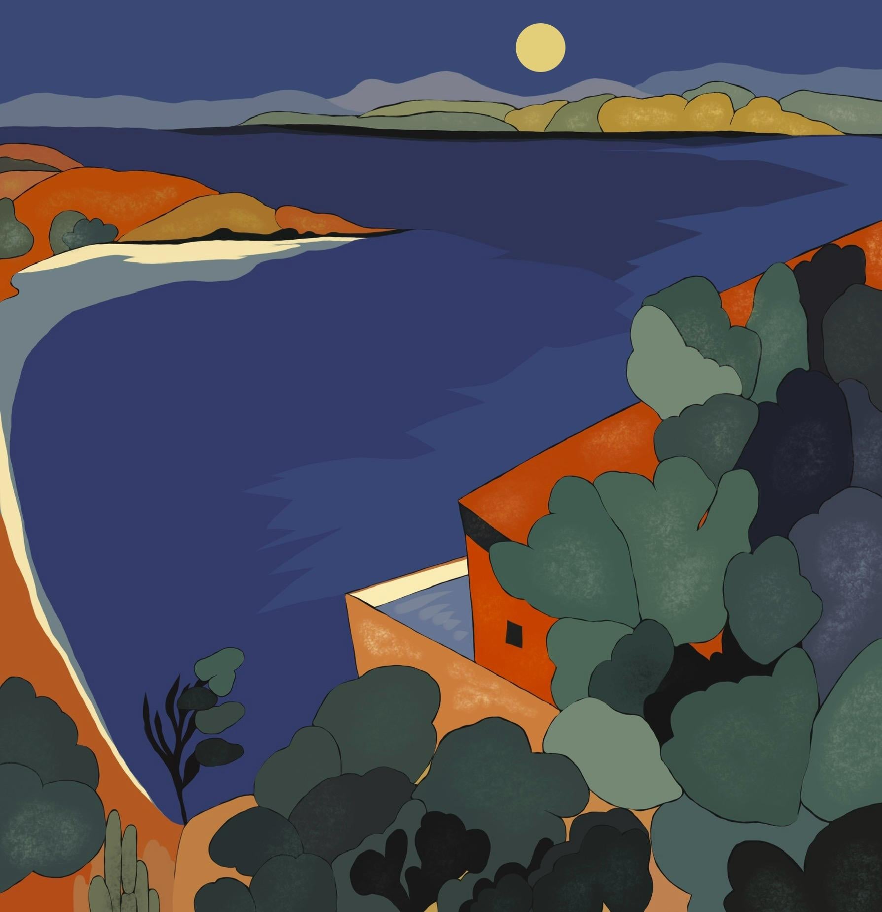 Nina Tsoriti Still-Life Print – Seascape , 70x70cm, Druck auf Leinwand. Auflage 20 Teile.