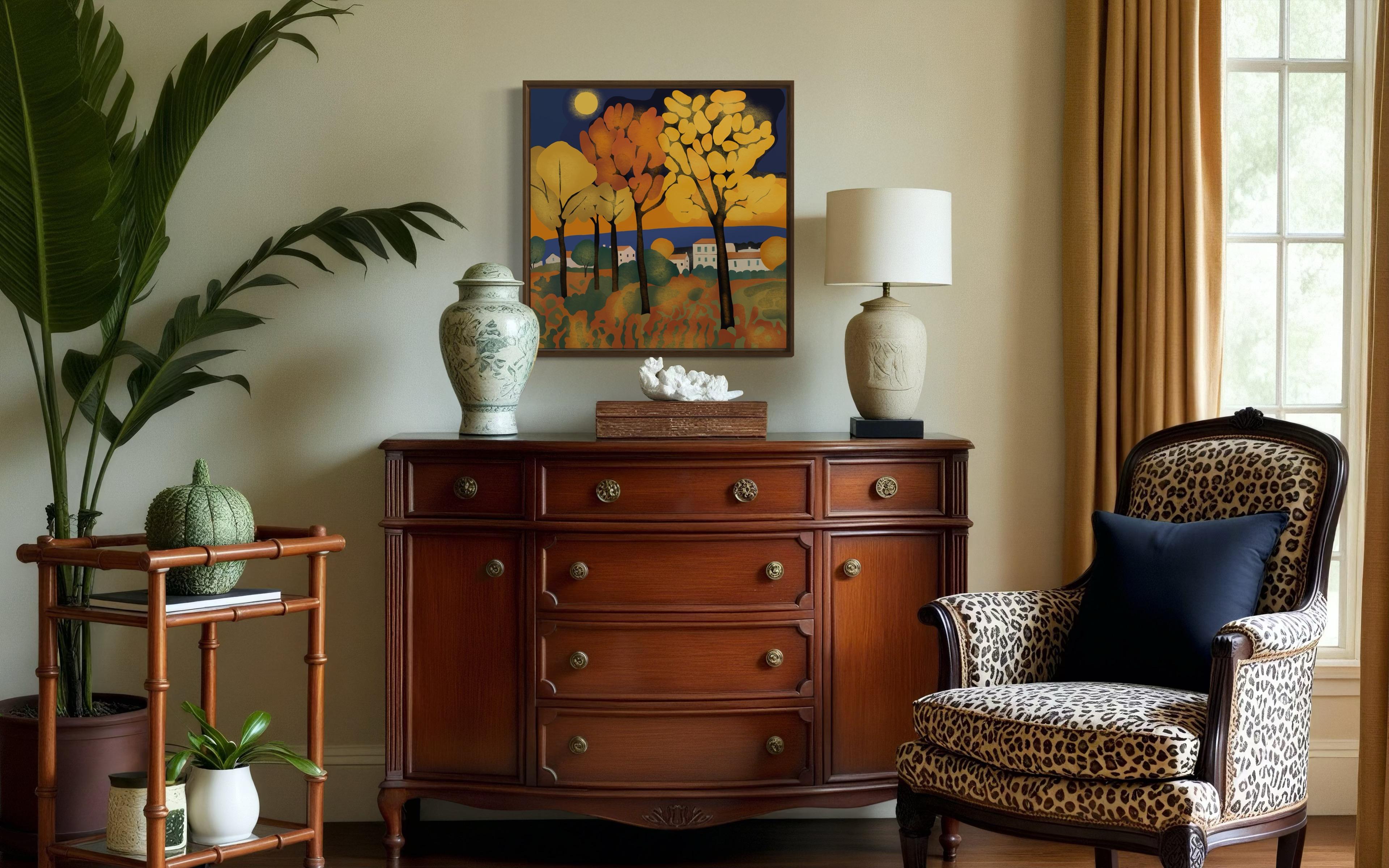 Goldener Herbst, 70x70cm, Druck auf Leinwand. Auflage 20 Teile. im Angebot 2