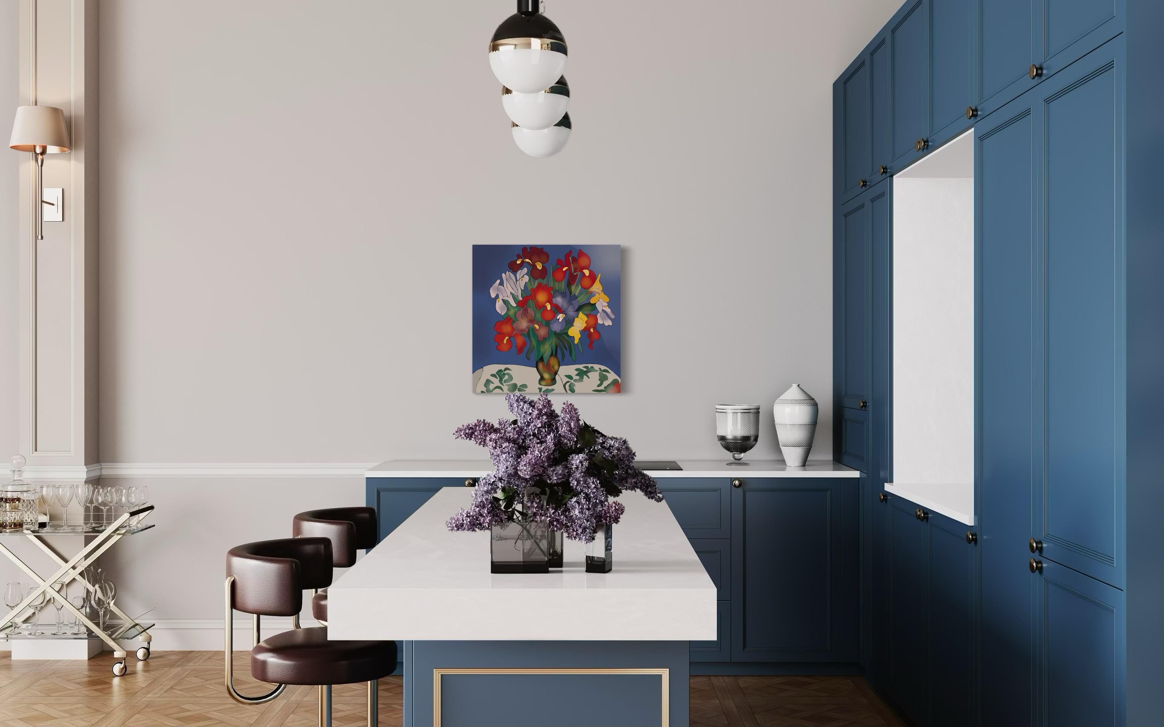Stillleben mit Irisen, 70x70cm, Druck auf Leinwand. Auflage 20 Teile. im Angebot 5