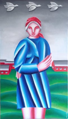 Red kerchief, 70x40cm, oil on canvas