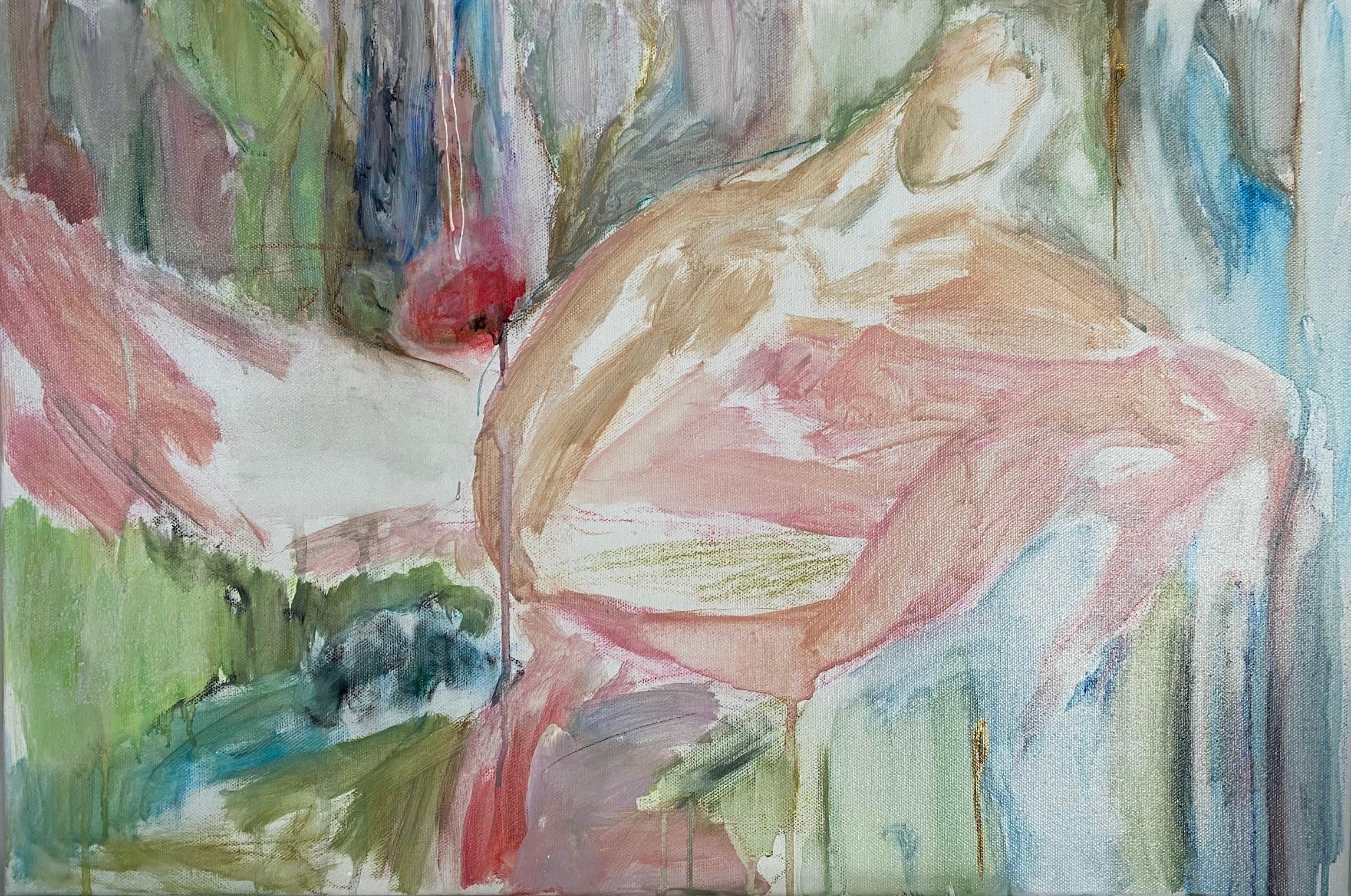 Alexandra Strogonova Figurative Painting - “The Lovers”, 60x40cm, acrylic, pastel, canvas
