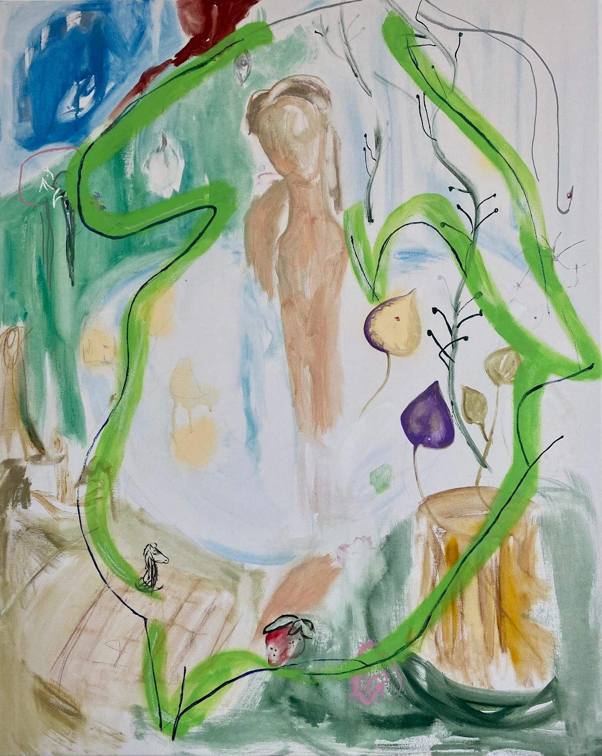 Binded, 100x80cm, acrylic, pastel, canvas