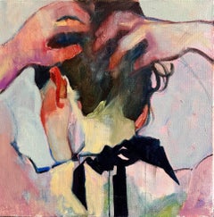 Femme, 60x60cm, toile/huile/monotype/xérolithographie.