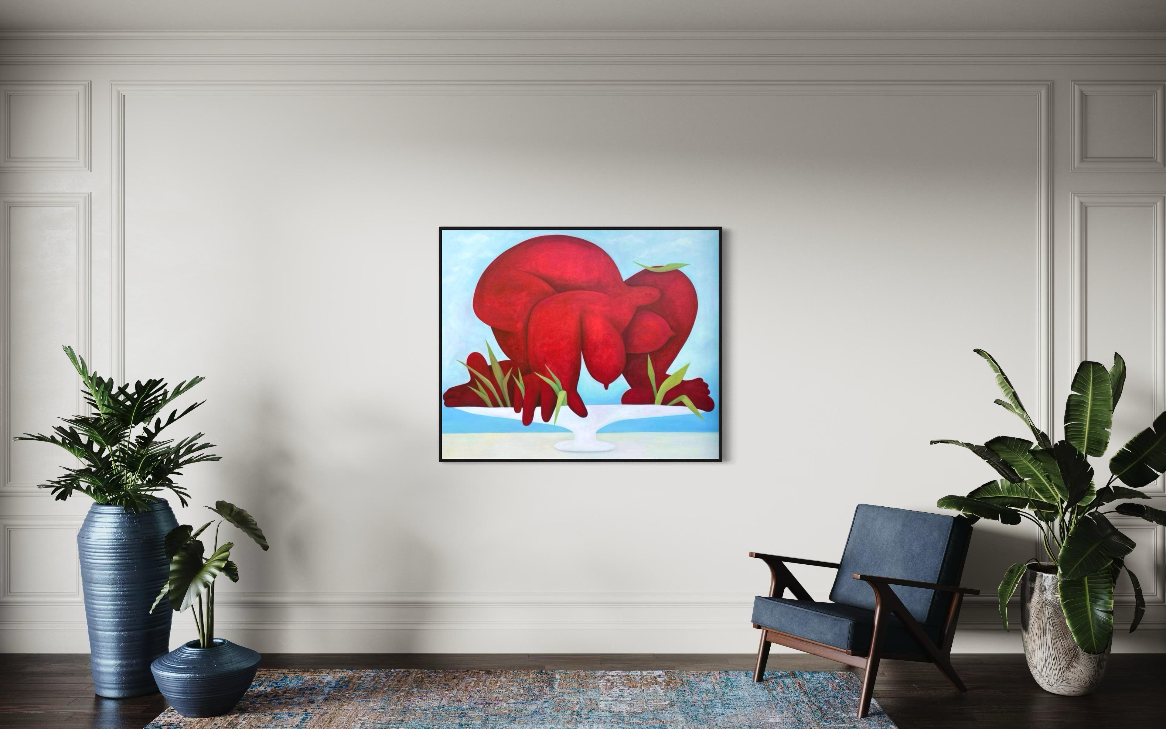 Petit déjeuner d'été, 110x130cm, huile sur toile en vente 2