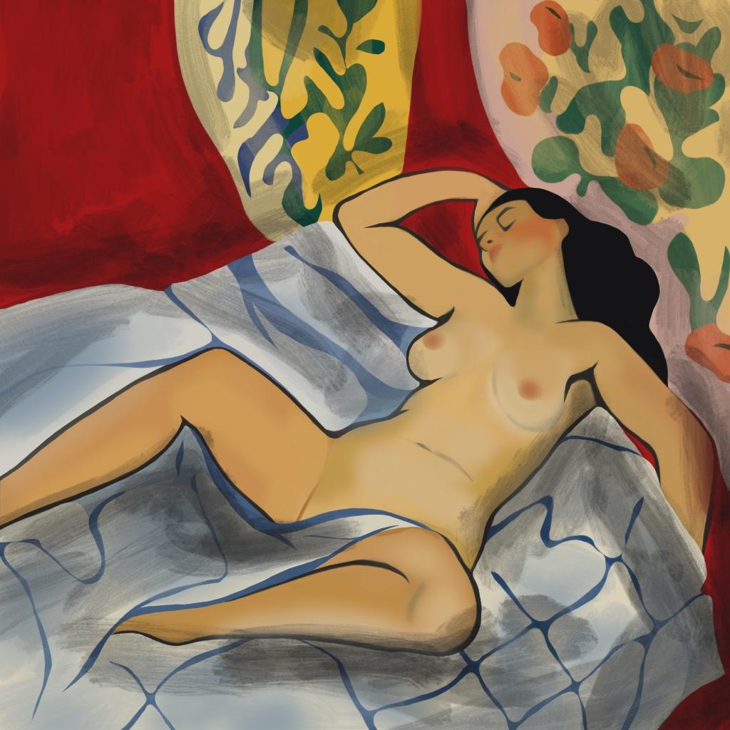 Lying naked , 70x70cm, print on canvas.Edition 20 pcs.