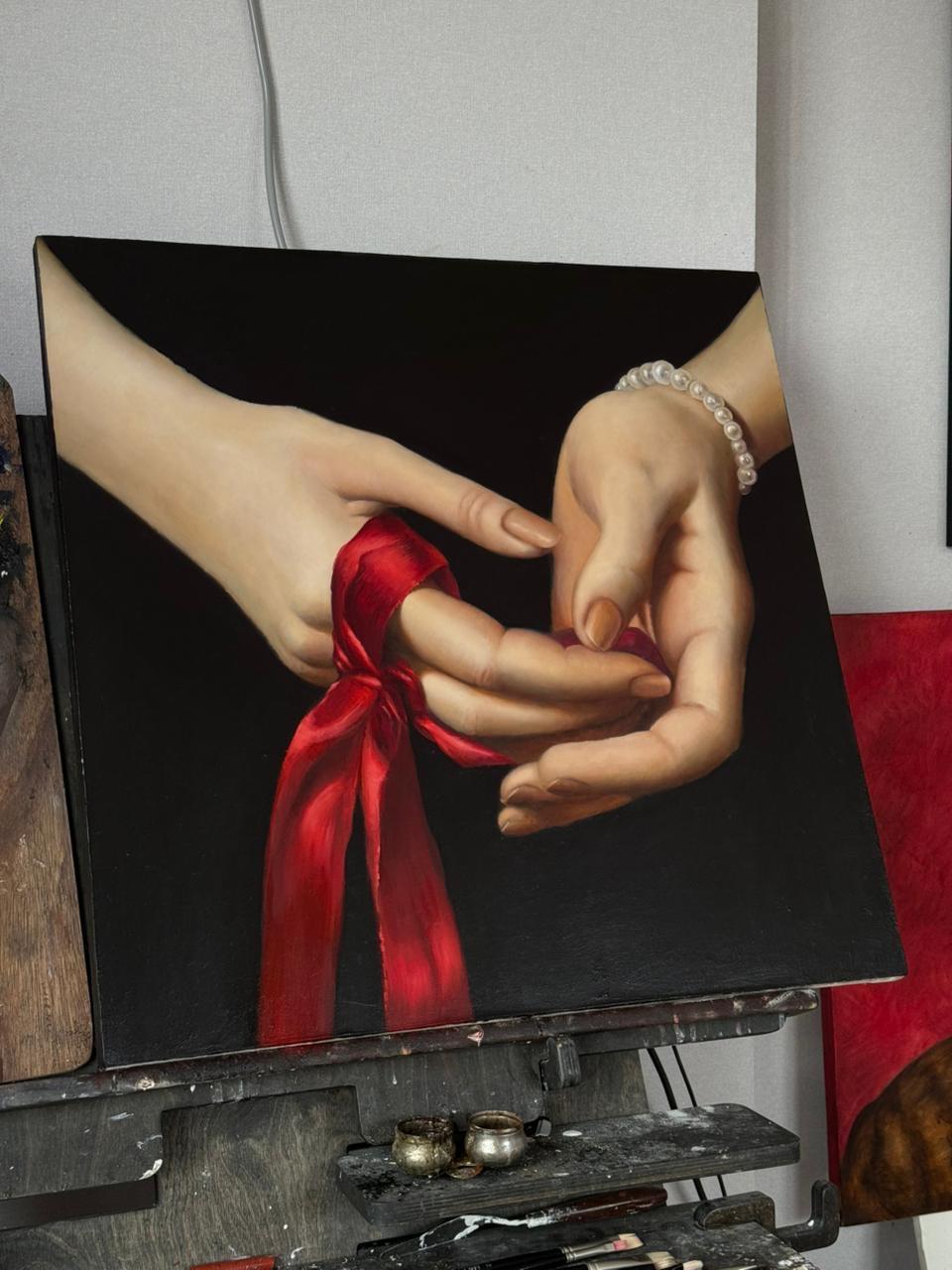 Overcome the divide , 60x60cm, oil on canvas
